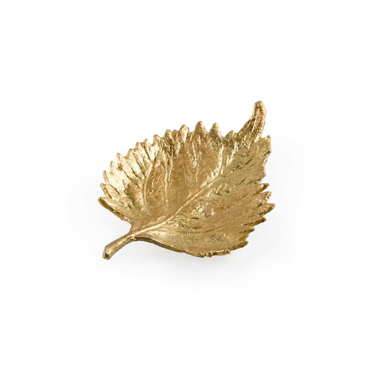 Adirondack Nesting Bowls by Villa & House — gold-leaf birch leaf bowl with serrated edges and veined surface