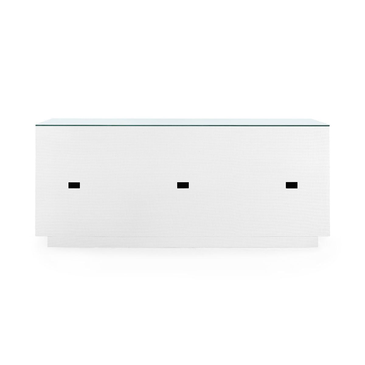 Ansel Extra Large 6-Drawer Buffet with Glass Top / Chiffon White