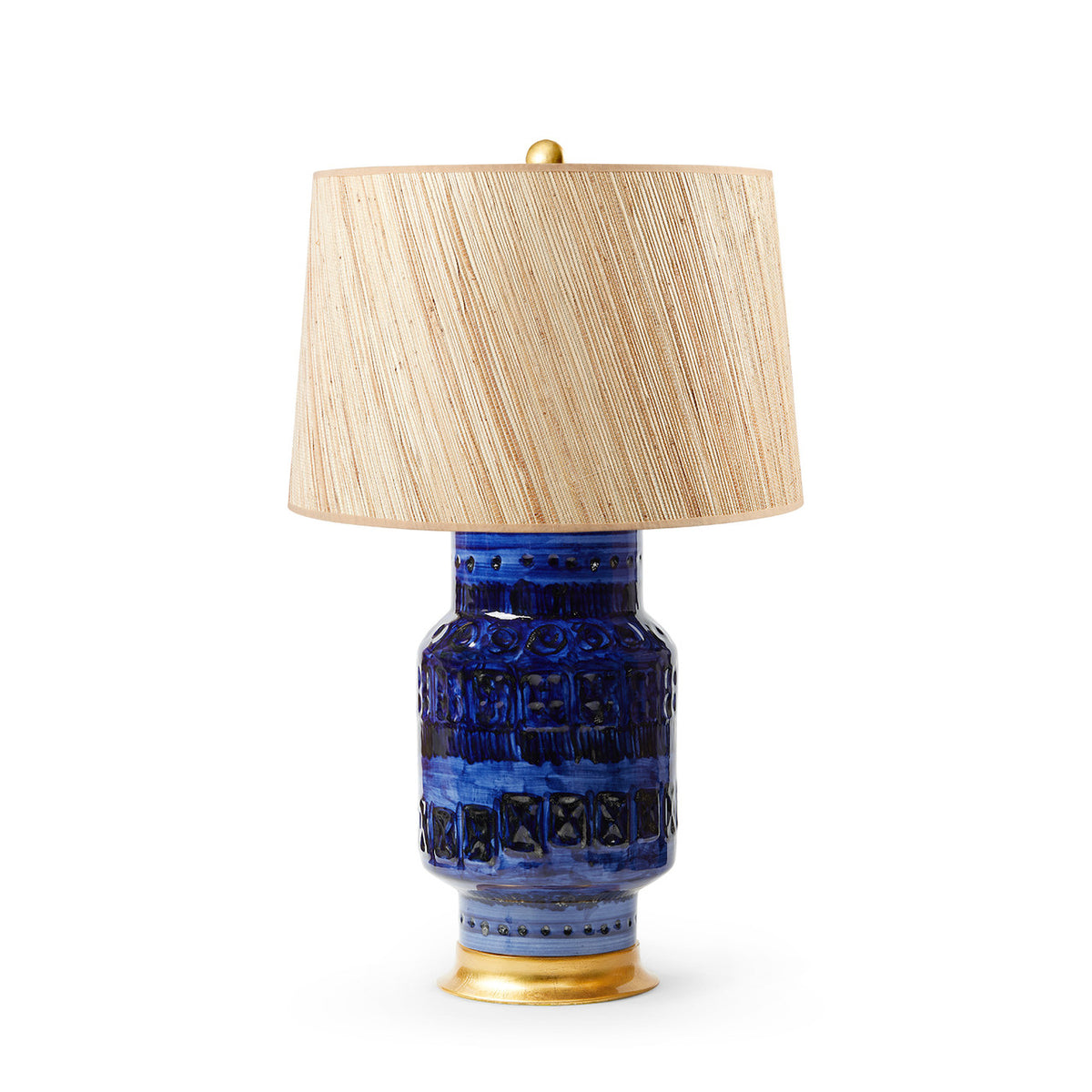 Aristide Lamp with Shade 17-inch Papyrus, with Gold / Royal Blue