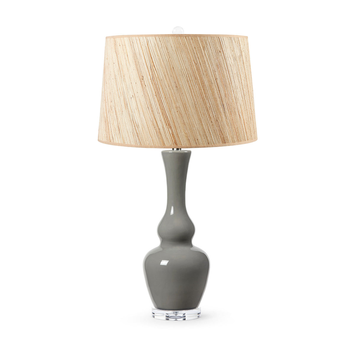 Ansonia Lamp with Shade 17-inch Papyrus, with Nickel
