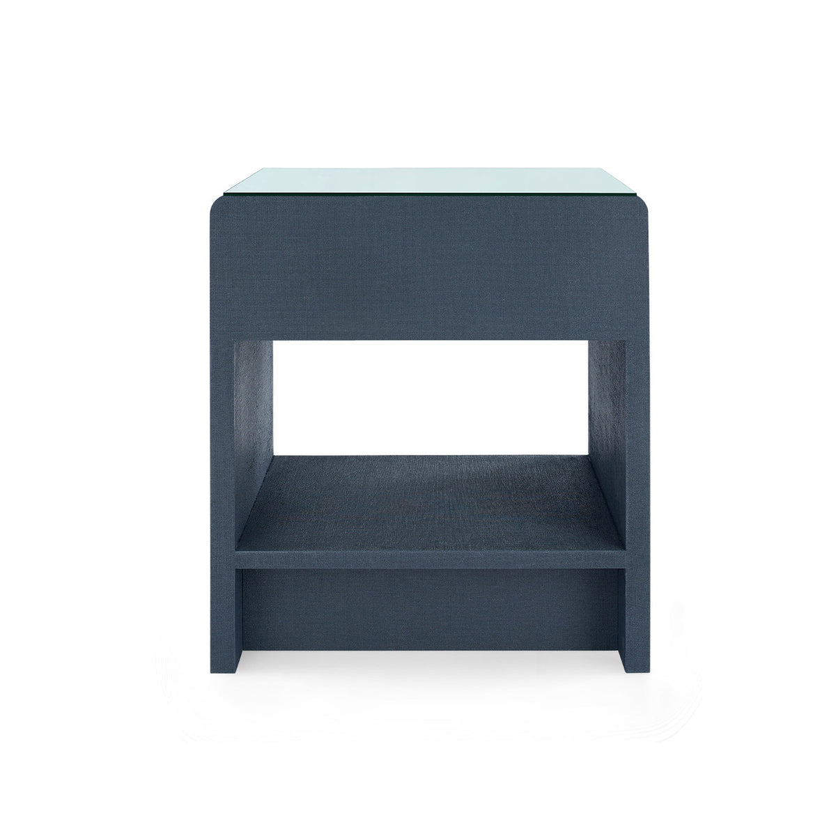 Benjamin Linen 1-Drawer Side Table with Glass Top