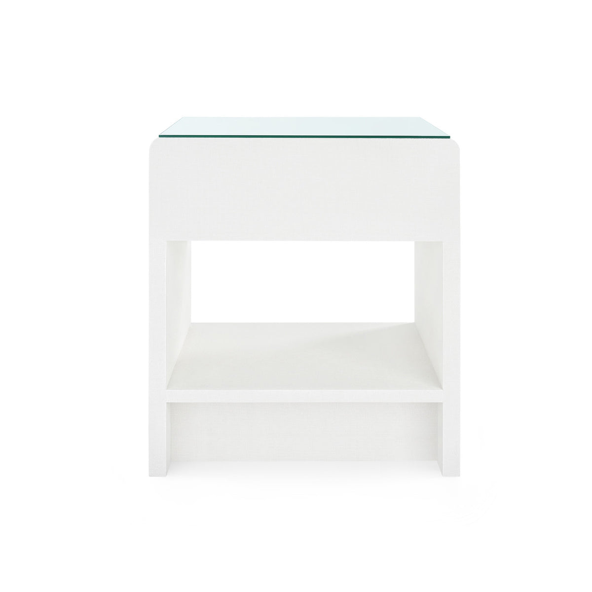 Benjamin Linen 1-Drawer Side Table with Glass Top