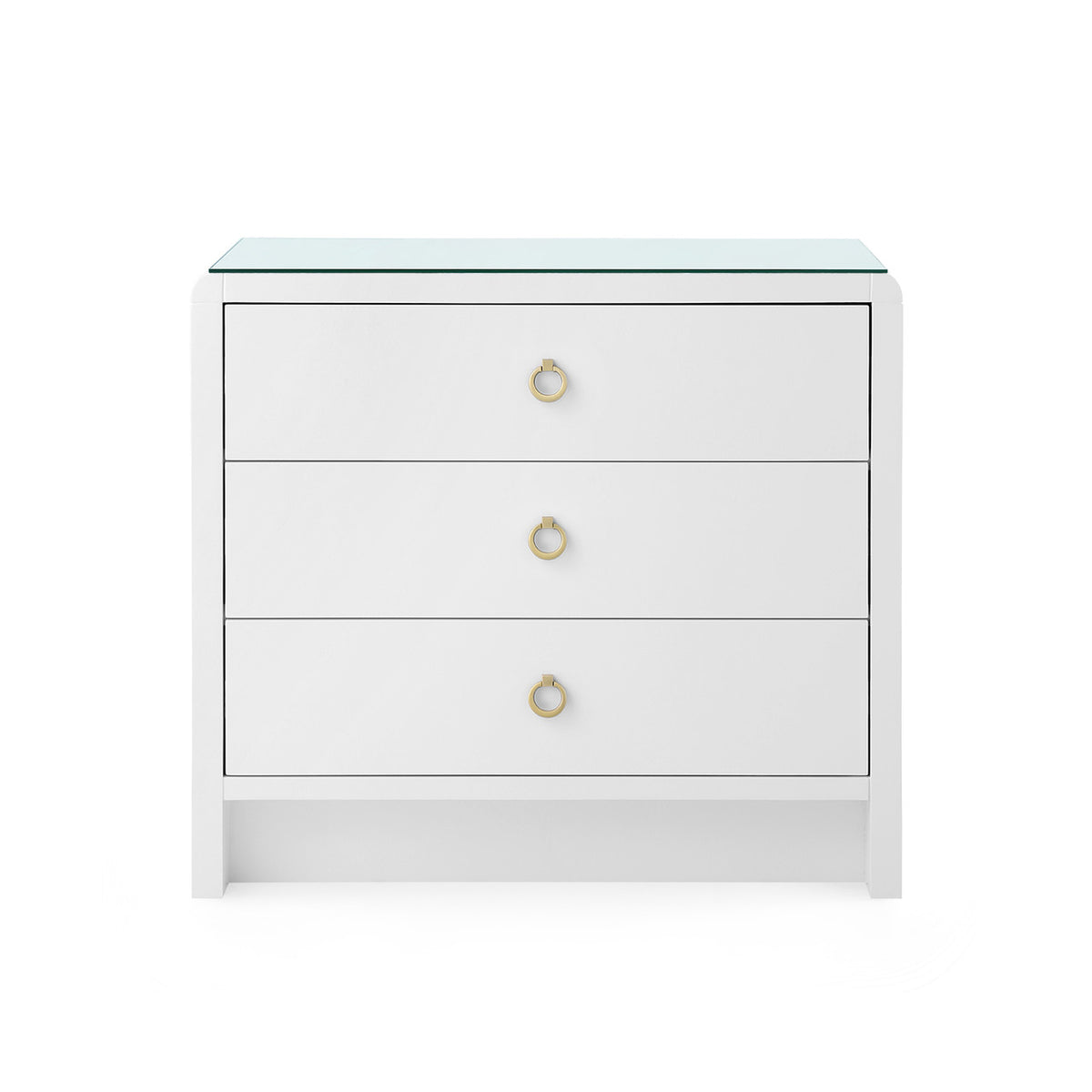Bryant Linen 3-Drawer Side Table with Glass Top