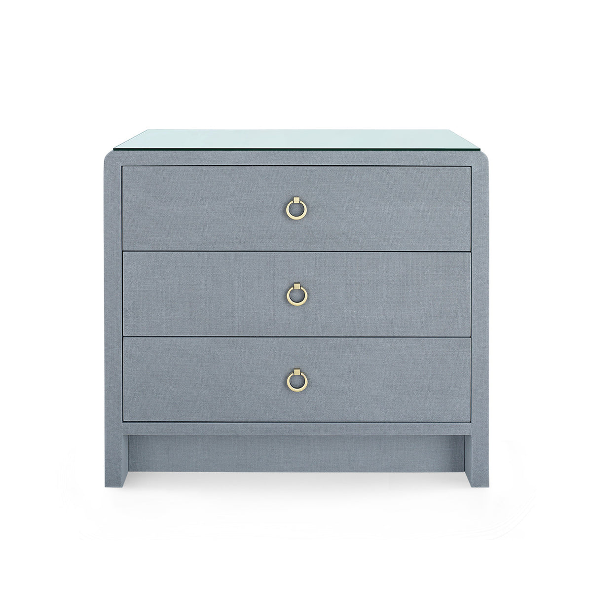 Bryant Linen 3-Drawer Side Table with Glass Top