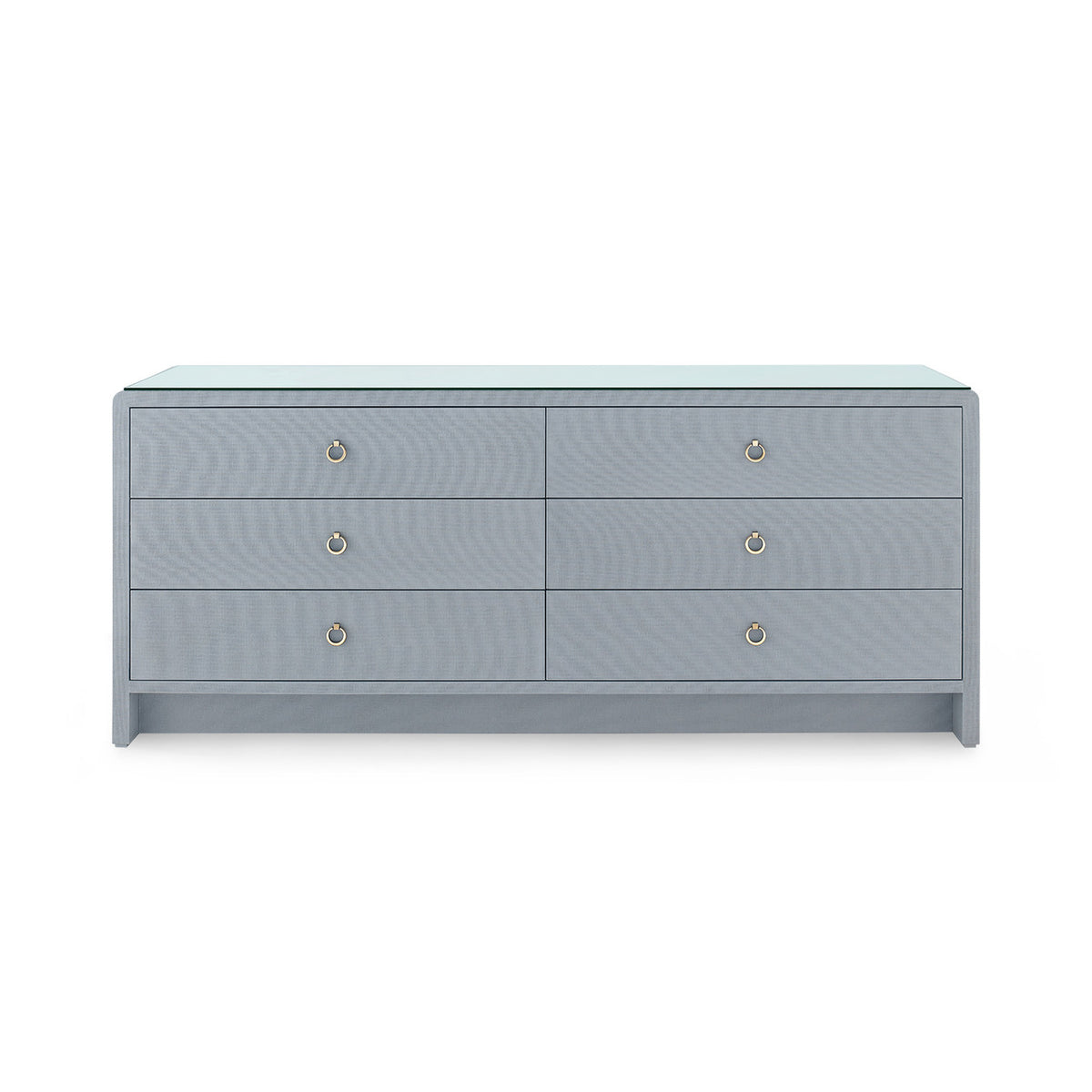 Bryant Linen Extra Wide Large 6-Drawer with Glass Top