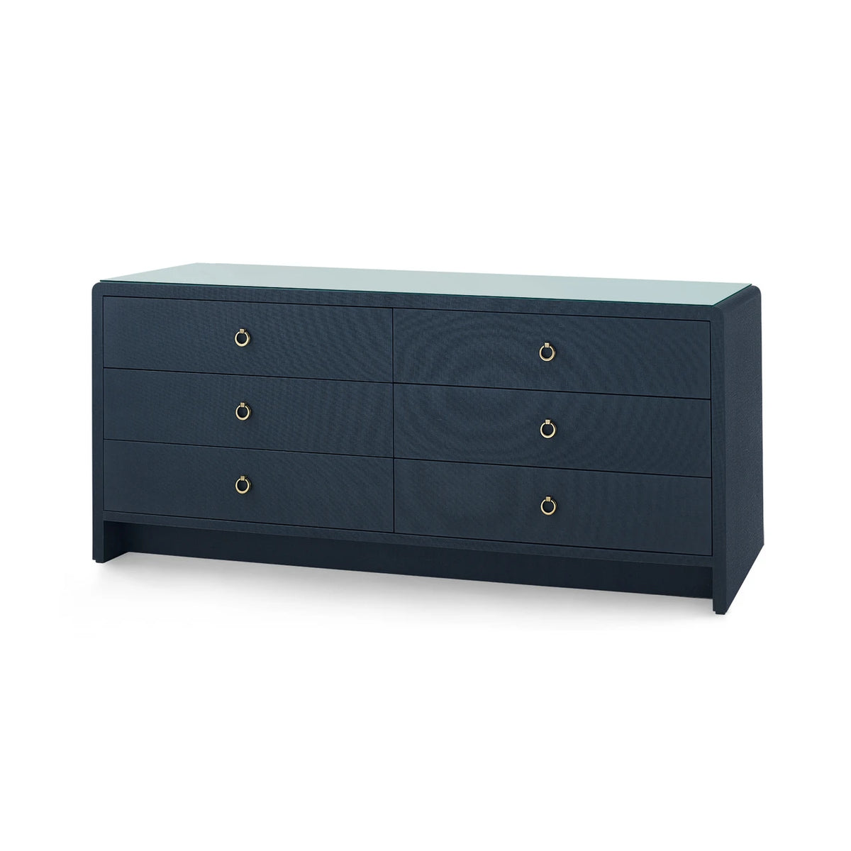 Bryant Linen Extra Wide Large 6-Drawer with Glass Top