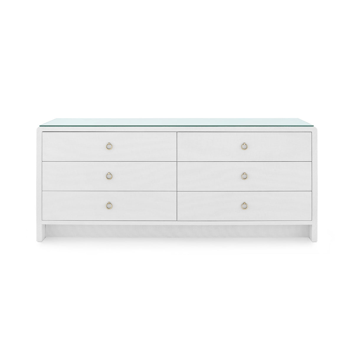 Bryant Linen Extra Wide Large 6-Drawer with Glass Top