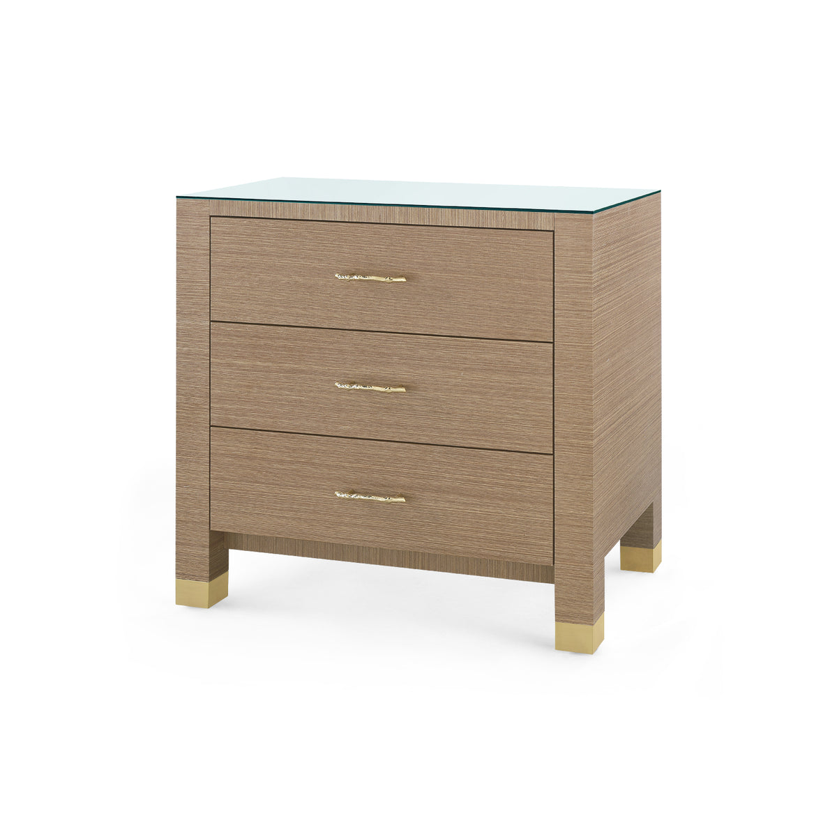 Camden 3-Drawer Side Table with Glass Top