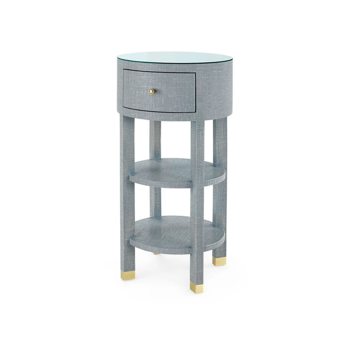 Claudette 803-GT 1-Drawer Round Side Table with Glass Top
