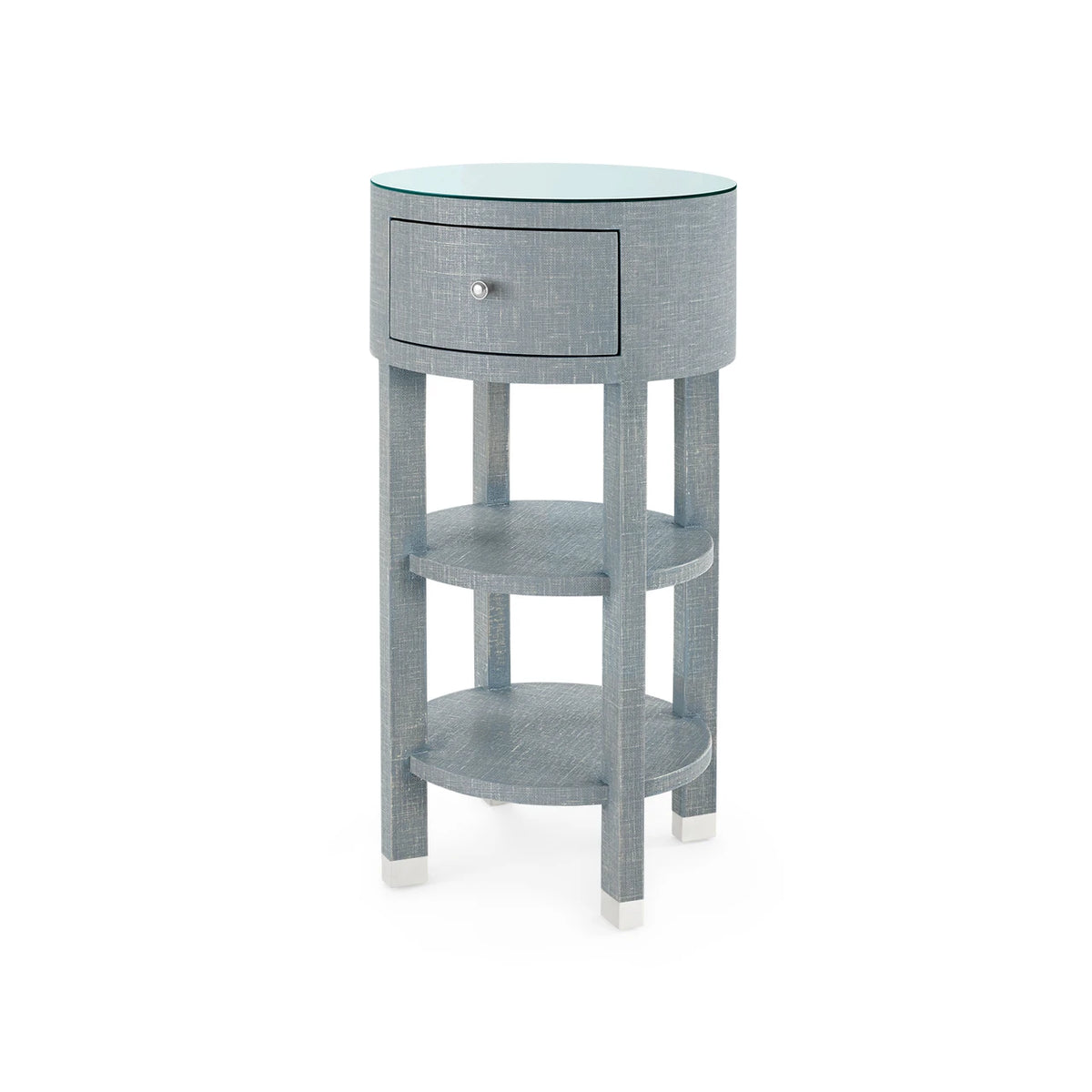 Claudette 807-GT 1-Drawer Round Side Table with Glass Top