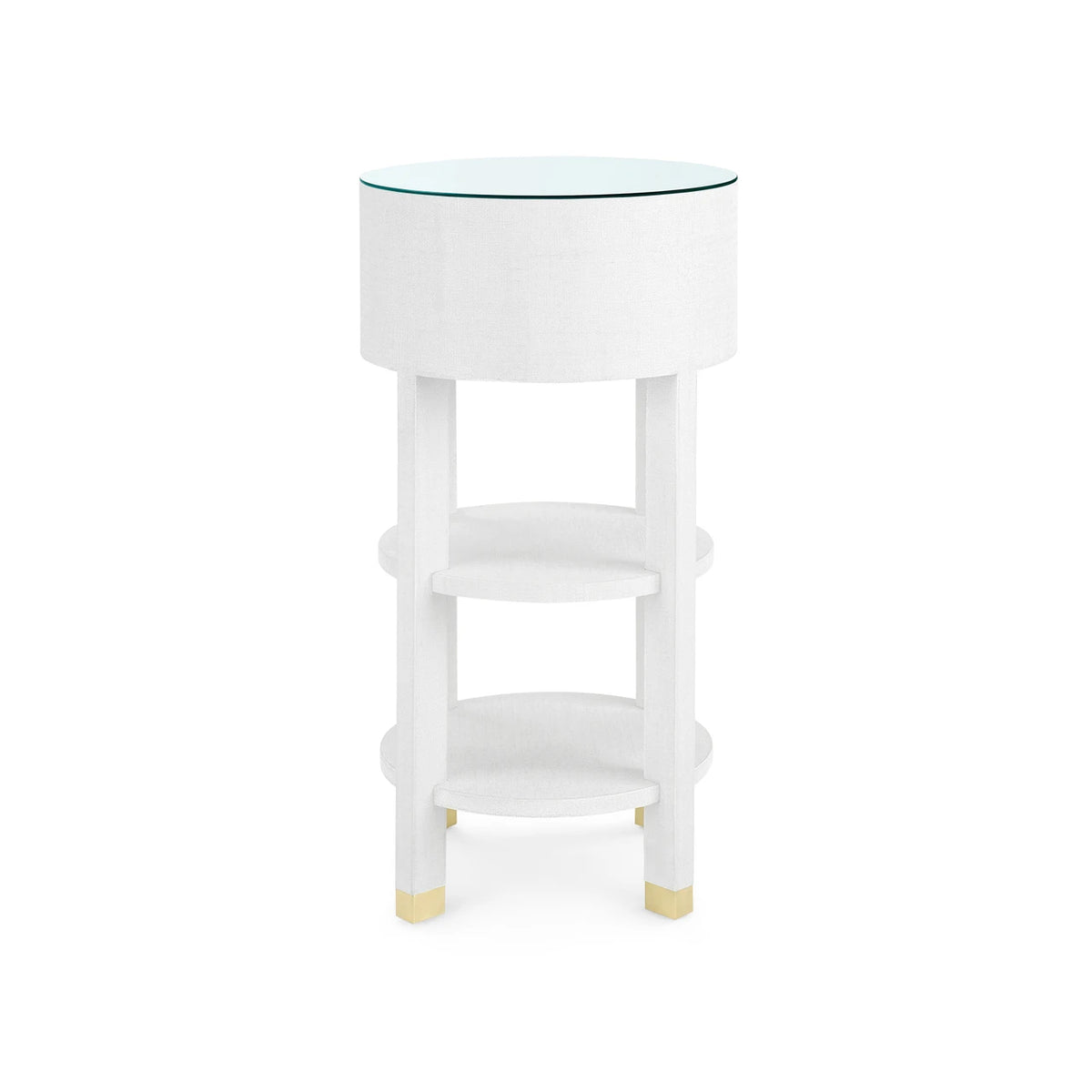 Claudette 803-GT 1-Drawer Round Side Table with Glass Top