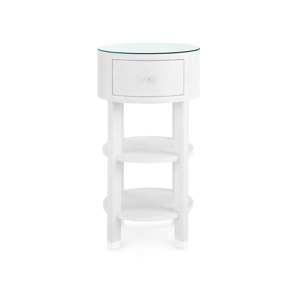 Claudette 807-GT 1-Drawer Round Side Table with Glass Top