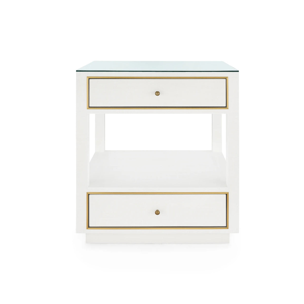 Carmen 2-Drawer Side Table with Glass Top
