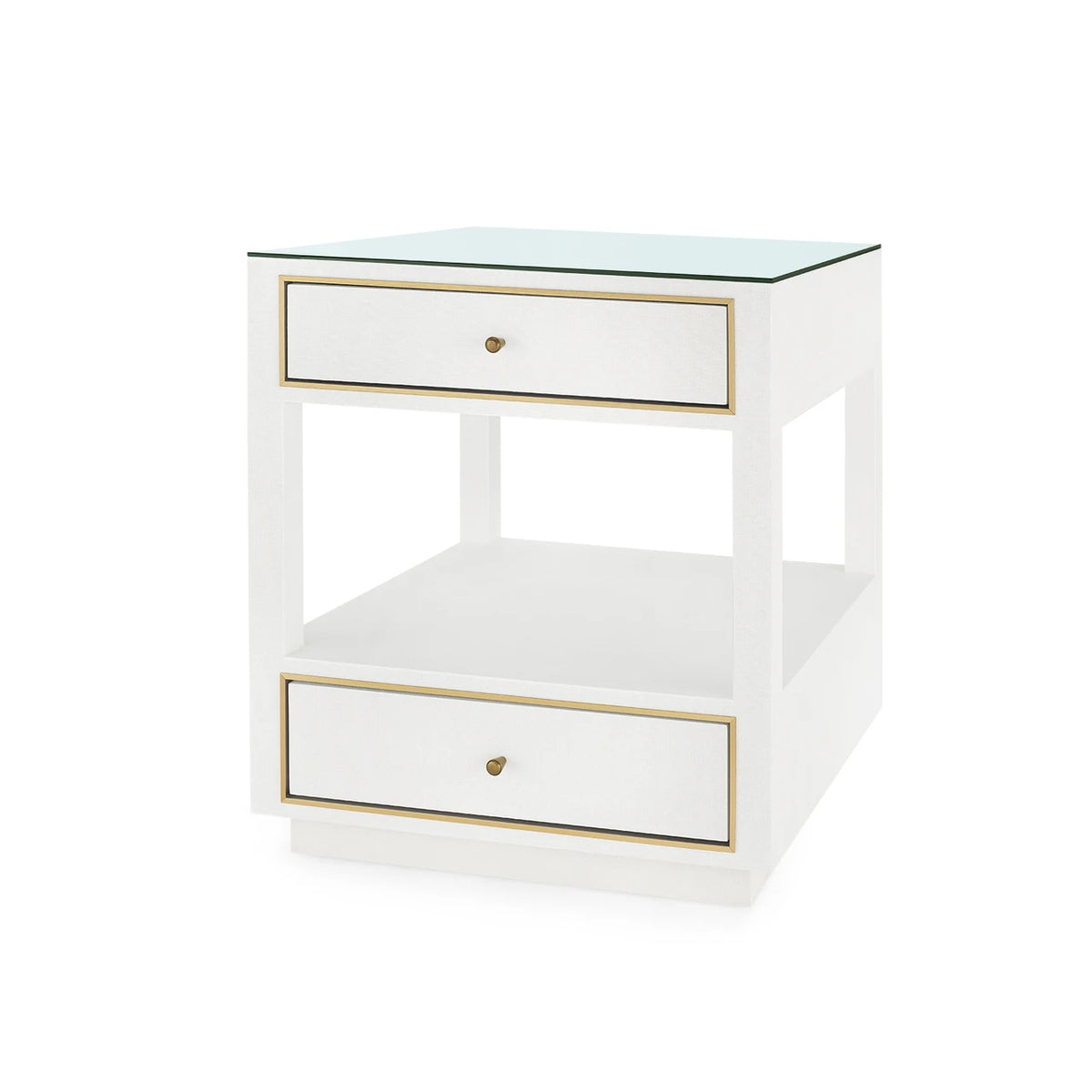 Carmen 2-Drawer Side Table with Glass Top