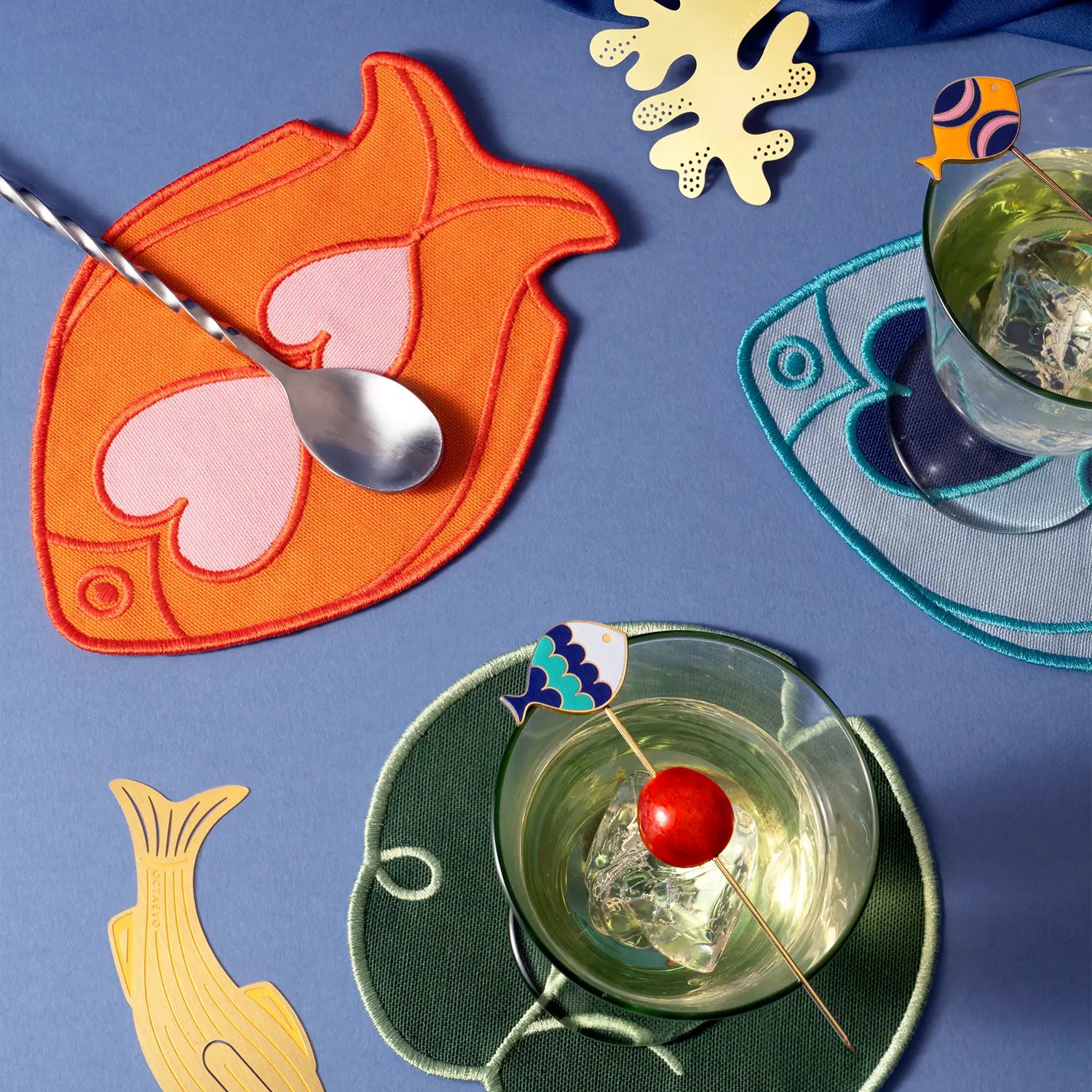 Octaevo Cocktail Coasters - Lily Leaf (Set of 4)