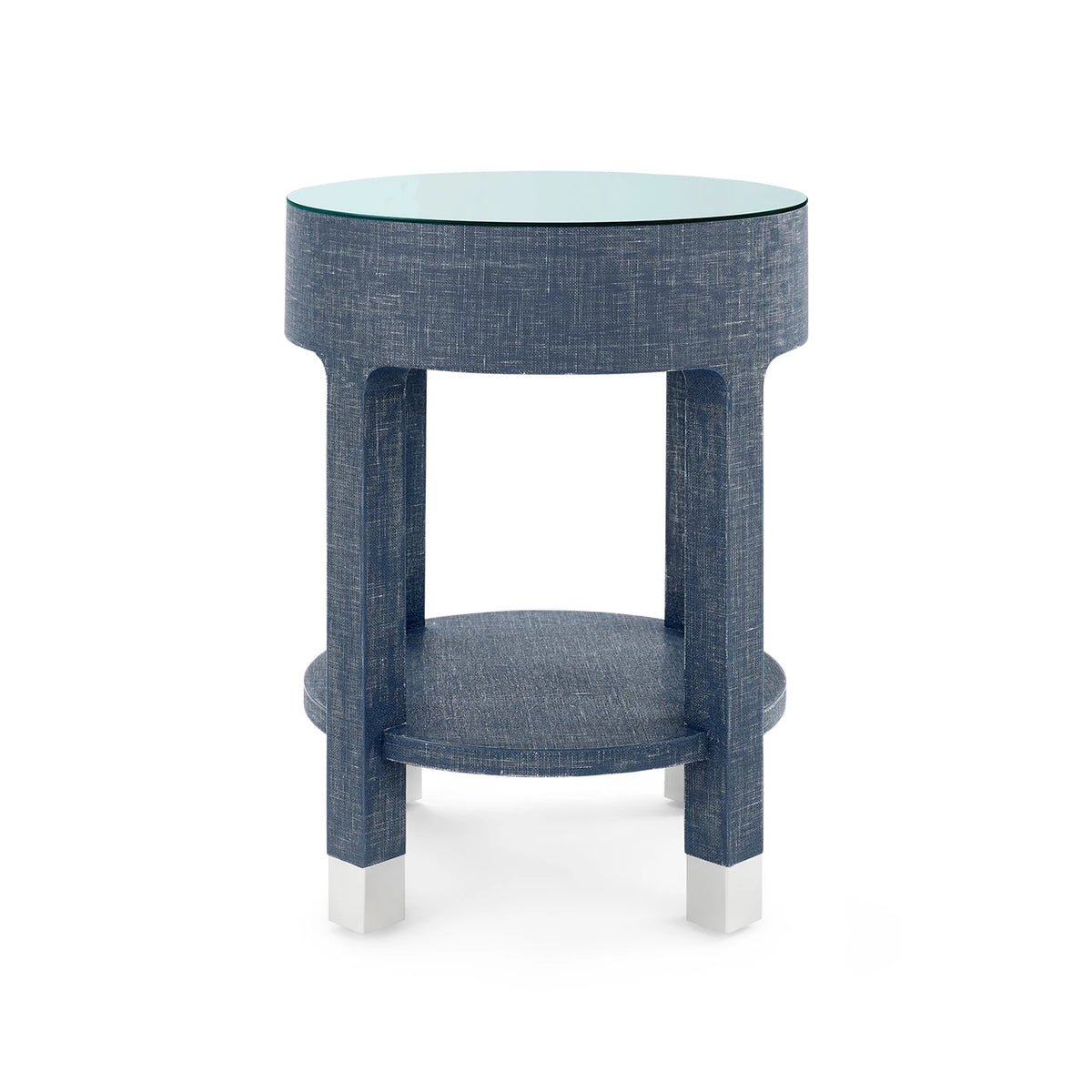 Dakota 1-Drawer Round Side Table with Glass Top