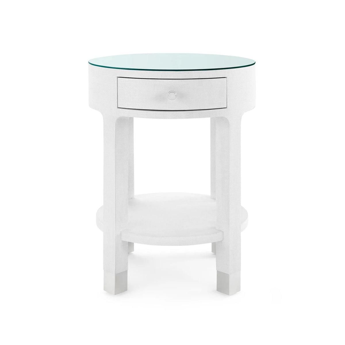 Dakota 1-Drawer Round Side Table with Glass Top