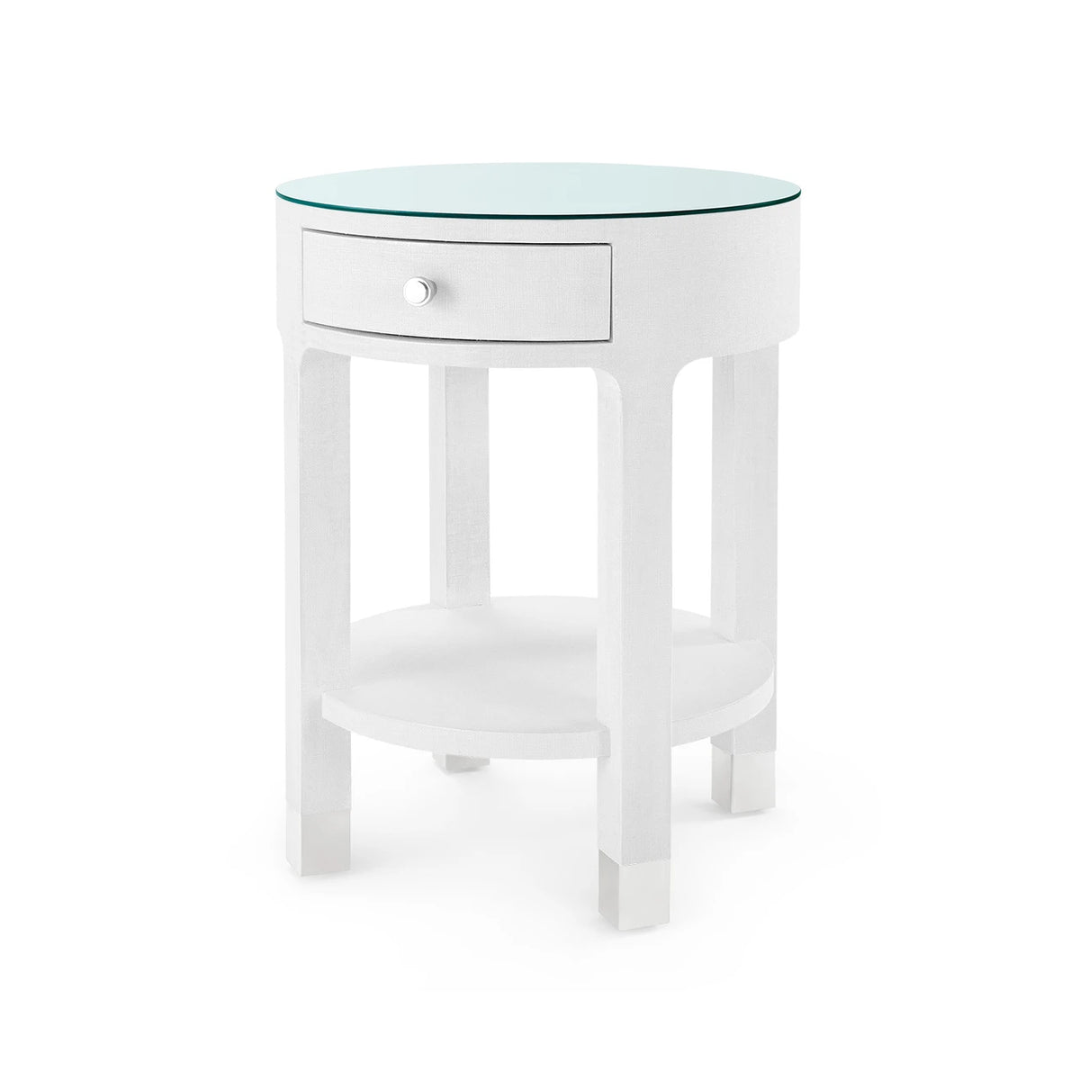 Dakota 1-Drawer Round Side Table with Glass Top