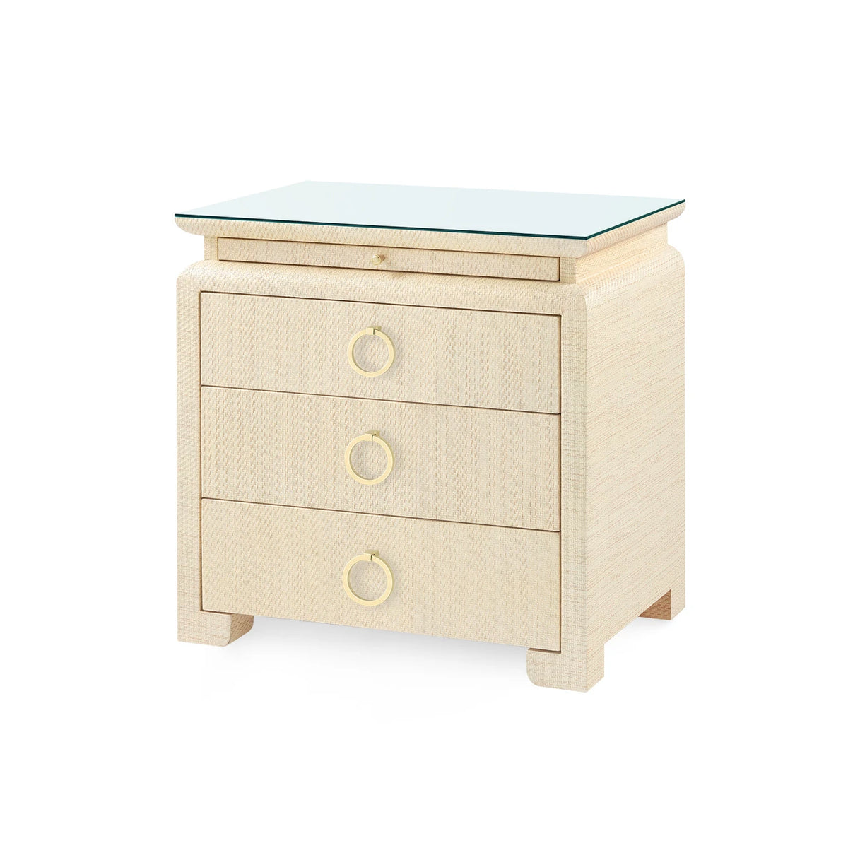 Elina 3-Drawer Side Table with Glass Top