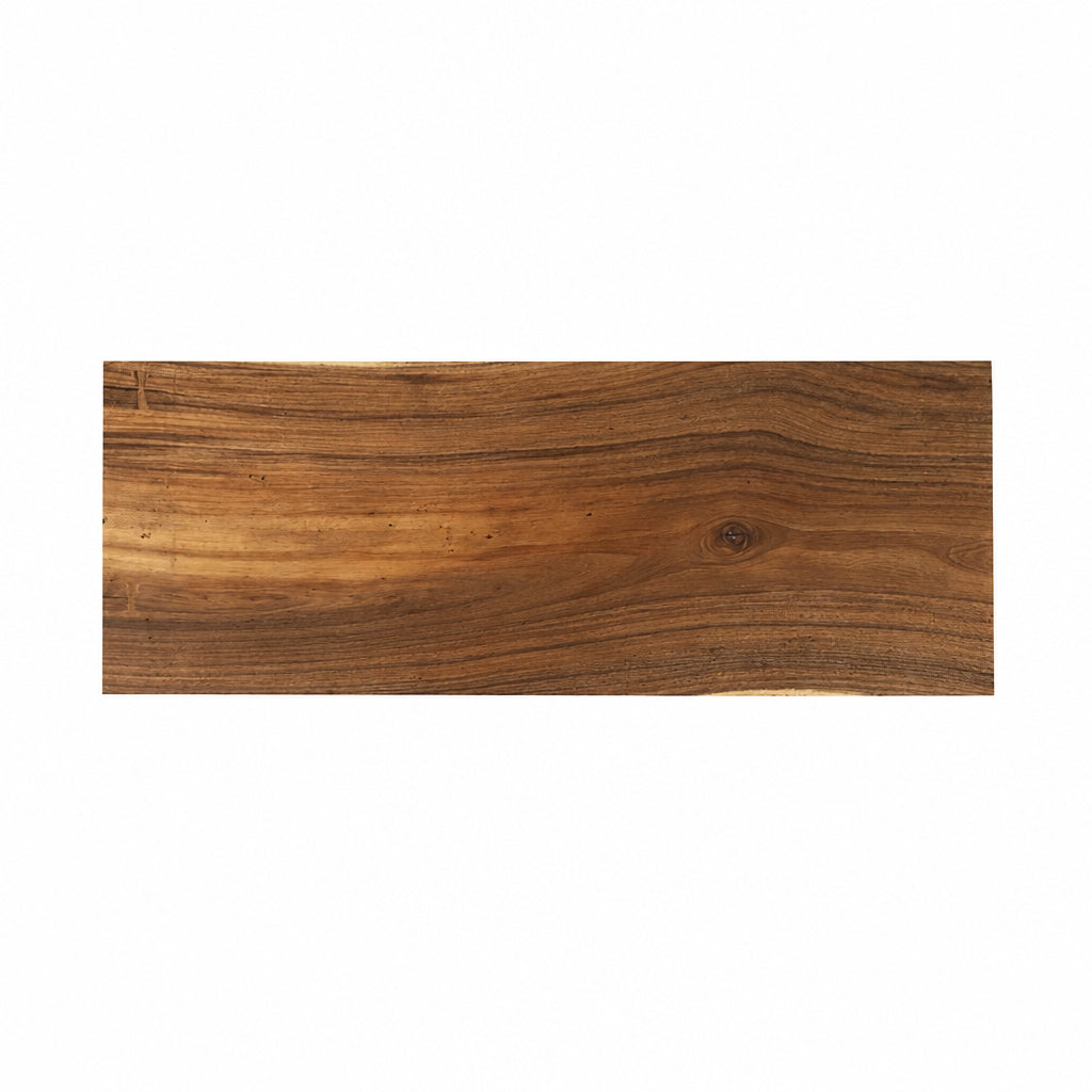 Tapered Wood Console by Phillips Collection — chamcha wood top with two tapered metal legs.