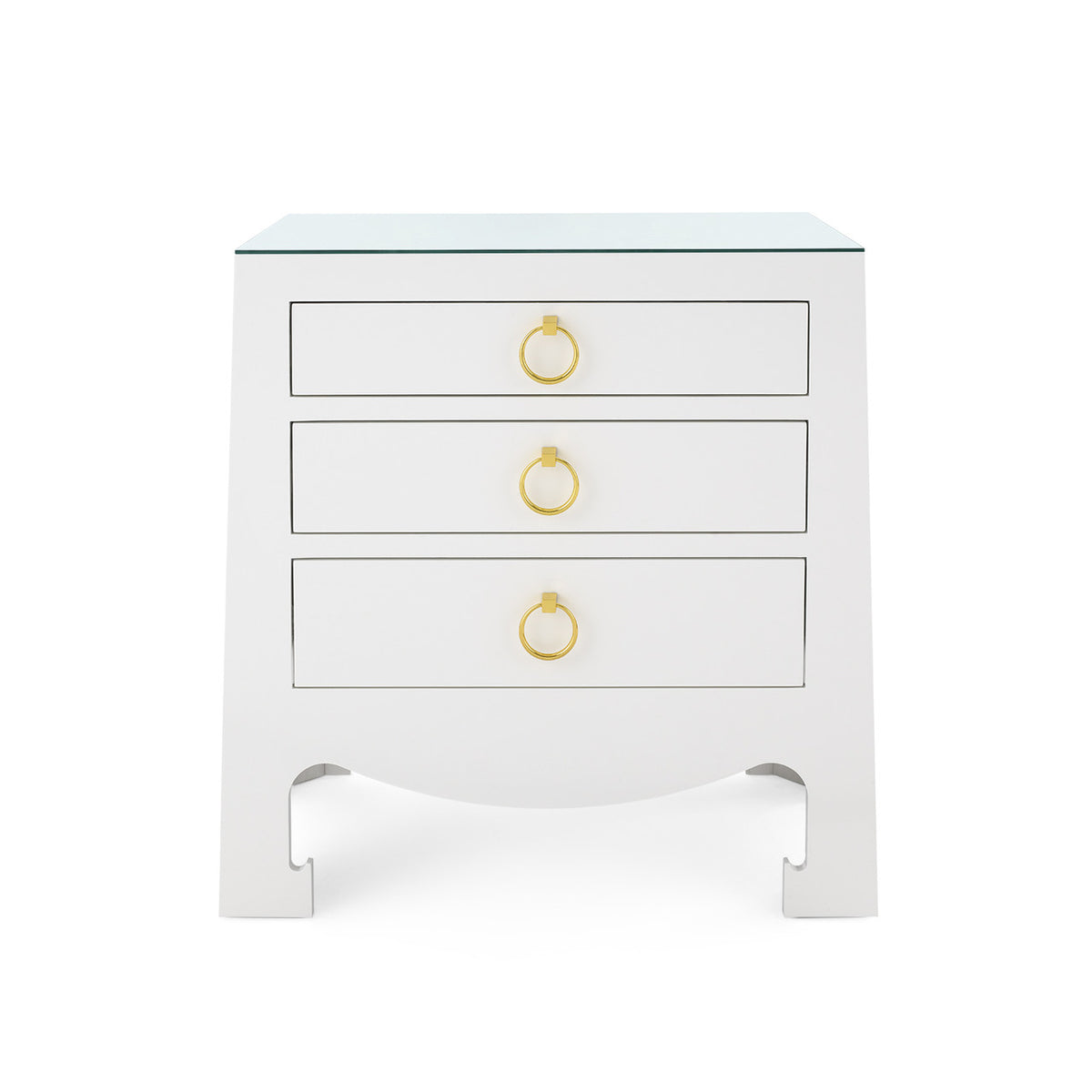Jacqui 3-Drawer Side Table with Glass Top