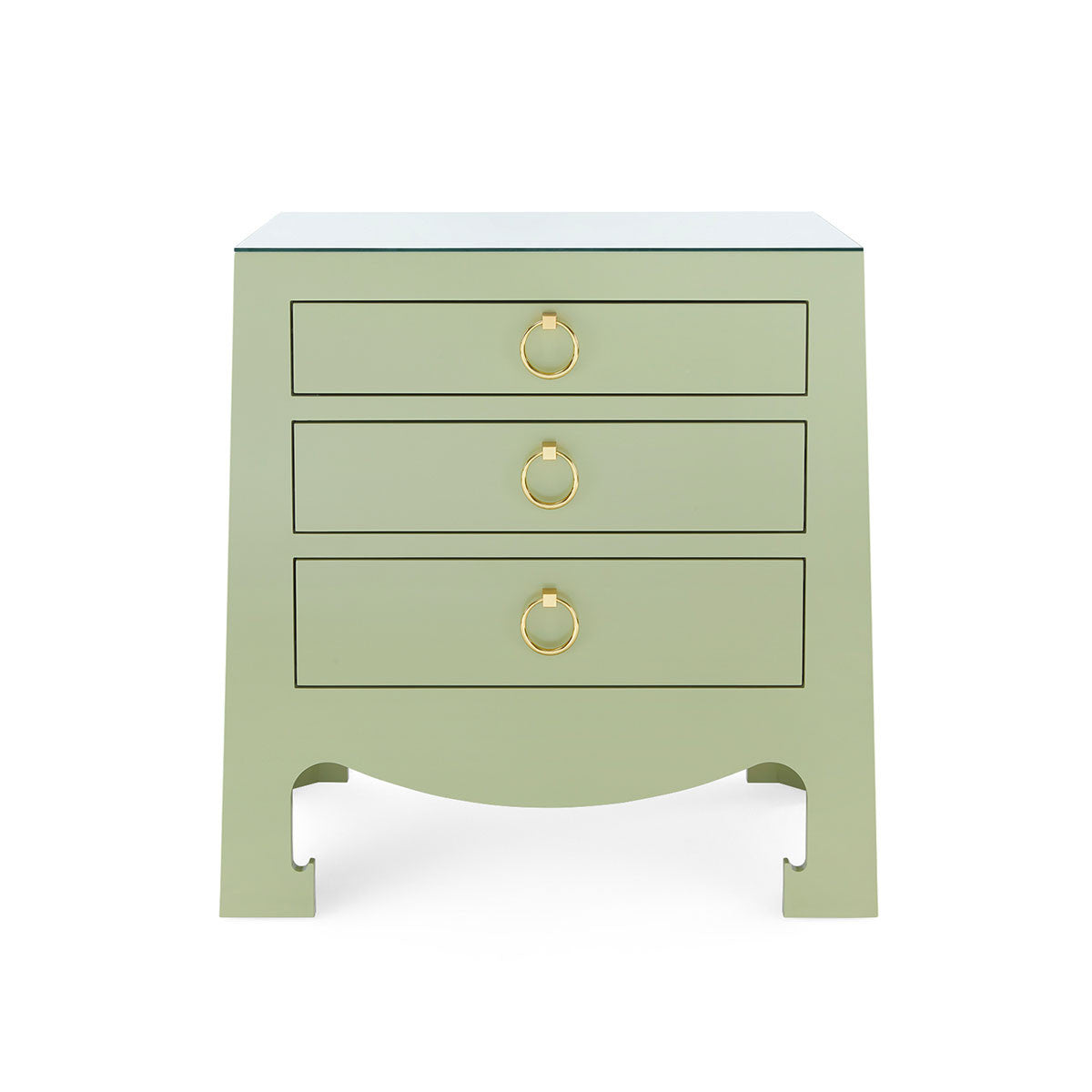 Jacqui 3-Drawer Side Table with Glass Top