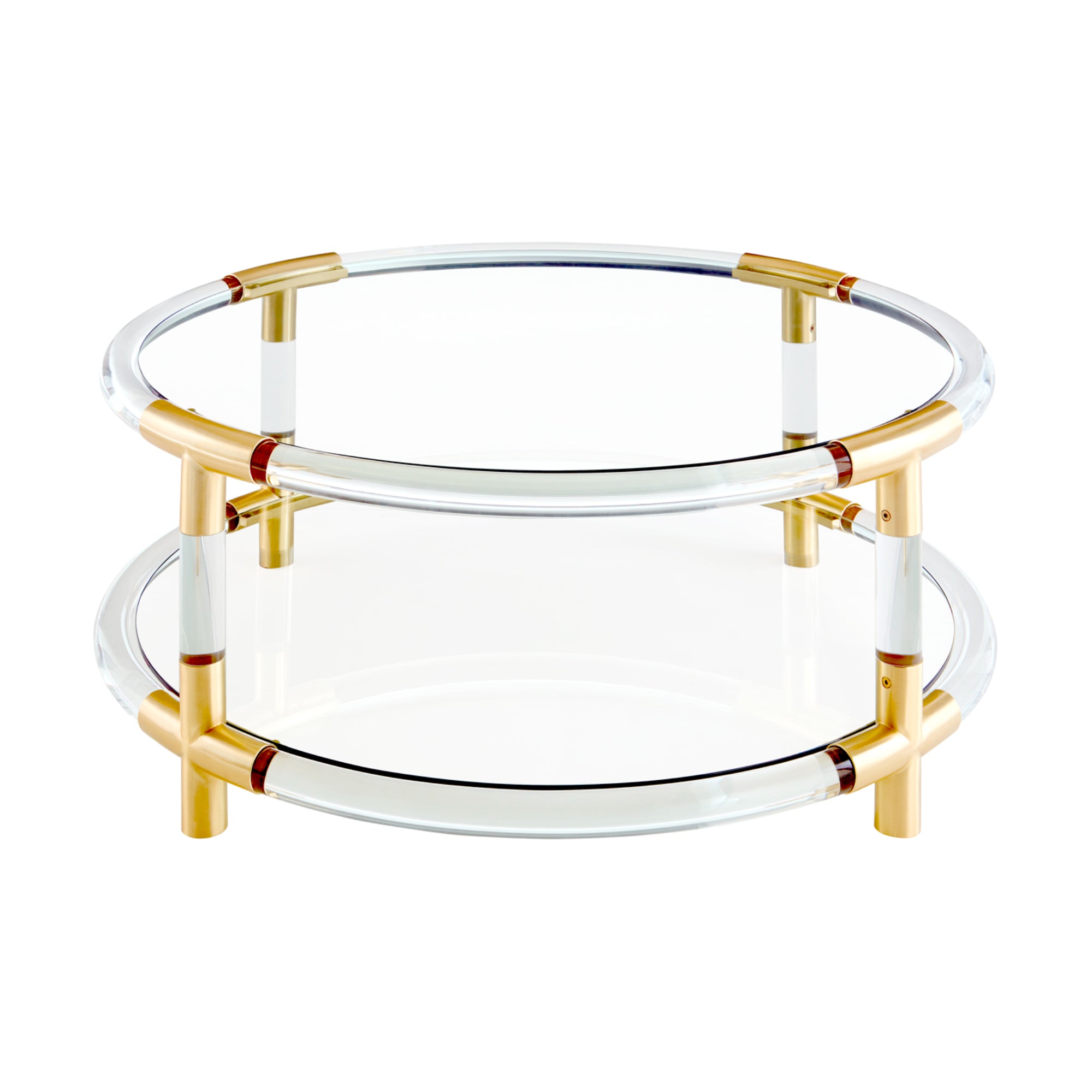 Jacques Round Cocktail Table - Brass/Clear