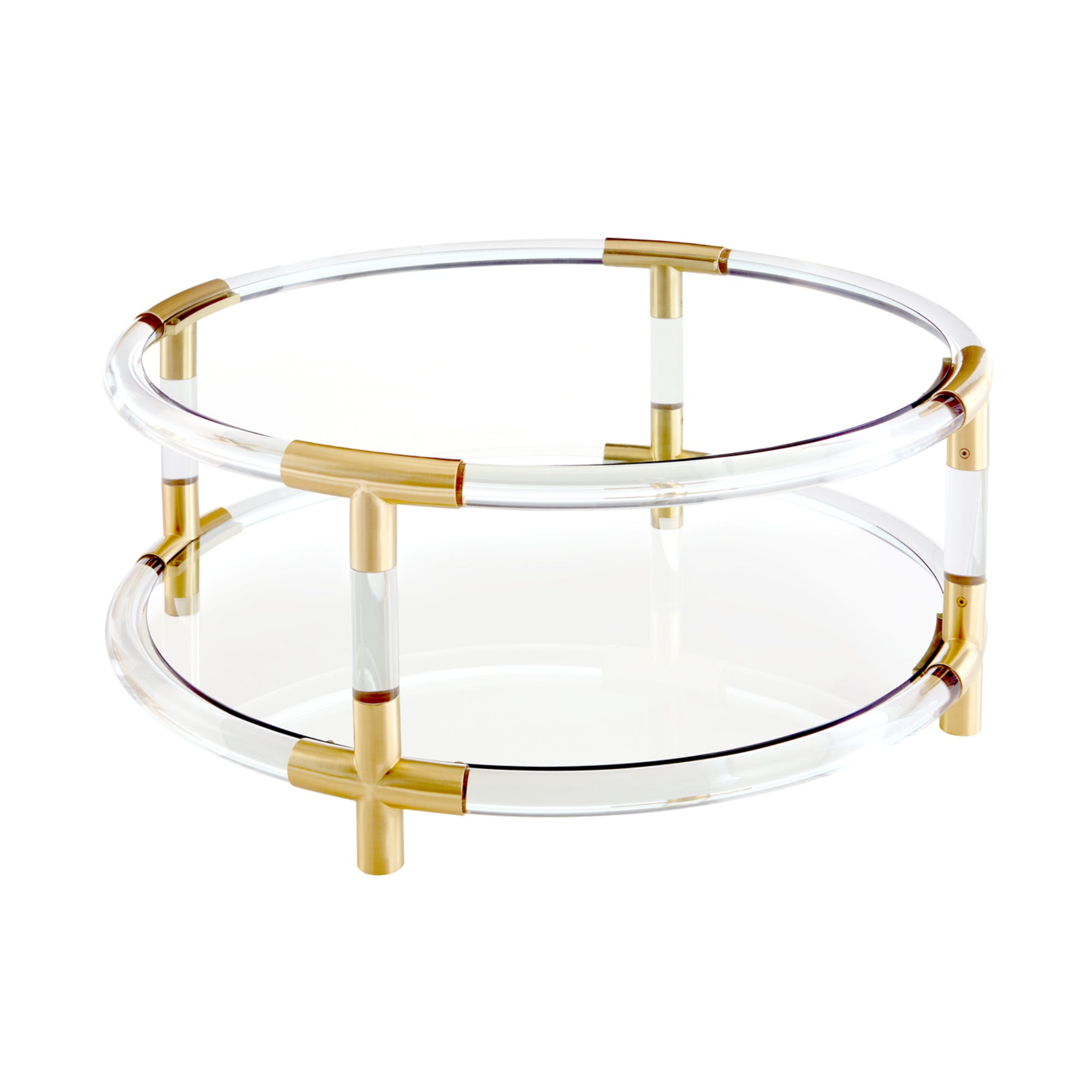 Jacques Round Cocktail Table - Brass/Clear