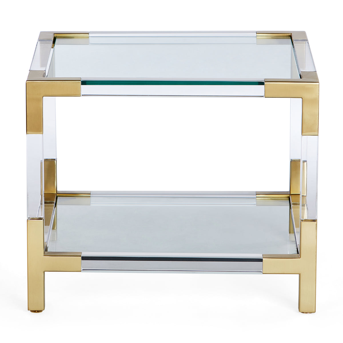 Jacques 2 Tier Accent Table - Brass/Clear