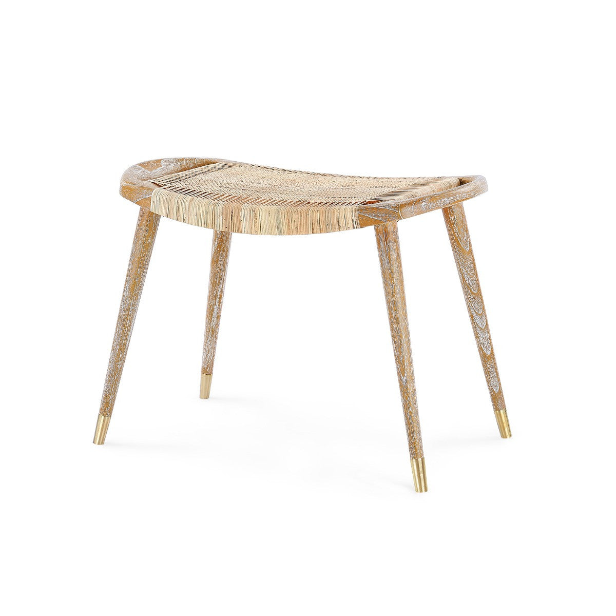 Jerome Stool by Villa & House in Natural — hand-woven cane seat and lacquered mahogany frame, angled product view.