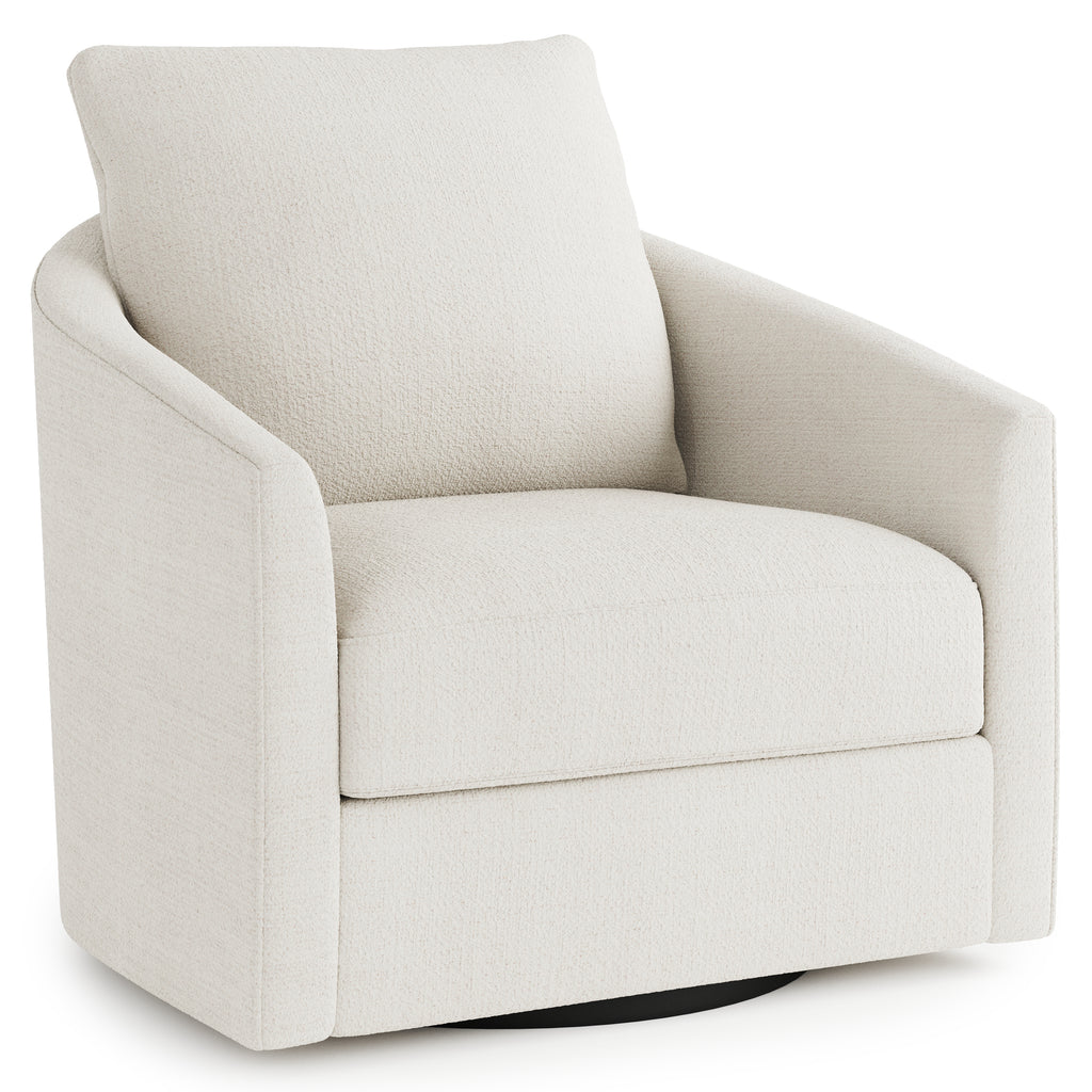 Astoria White Fabric Swivel Chair by Bernhardt