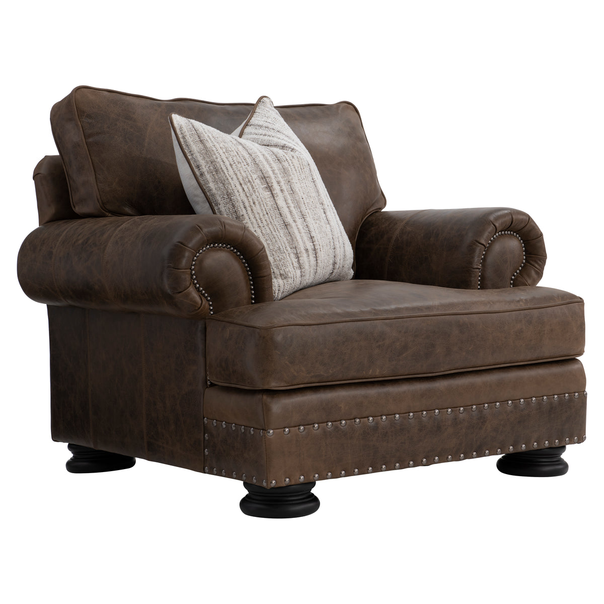 Foster Mocha Leather Chair by Bernhardt