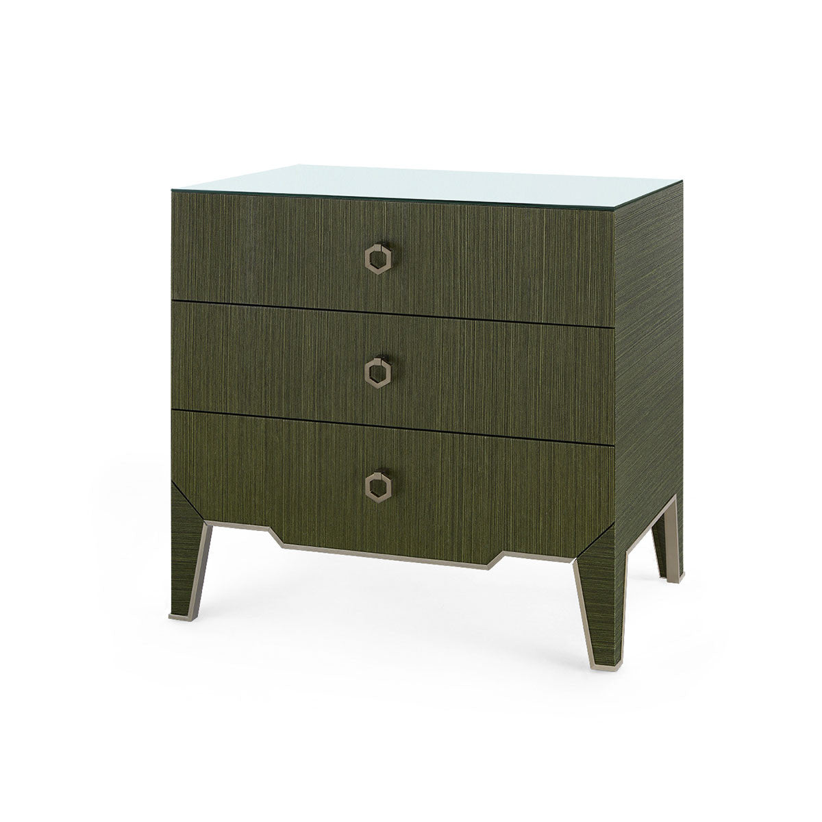 Madeline 3-Drawer Side Table with Glass Top