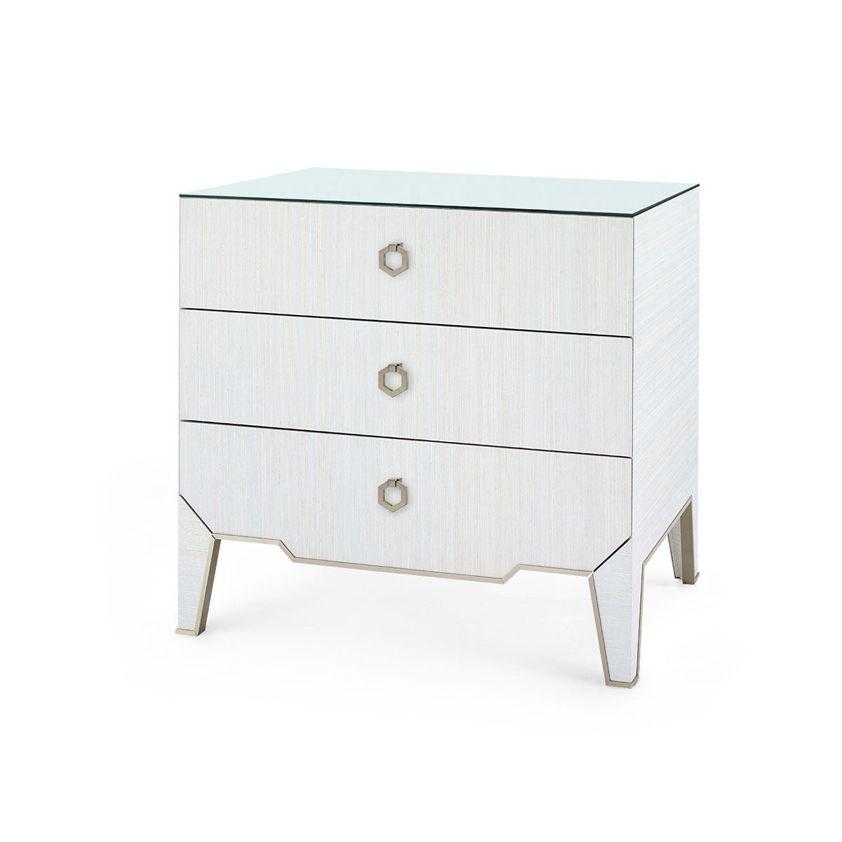 Madeline 3-Drawer Side Table with Glass Top