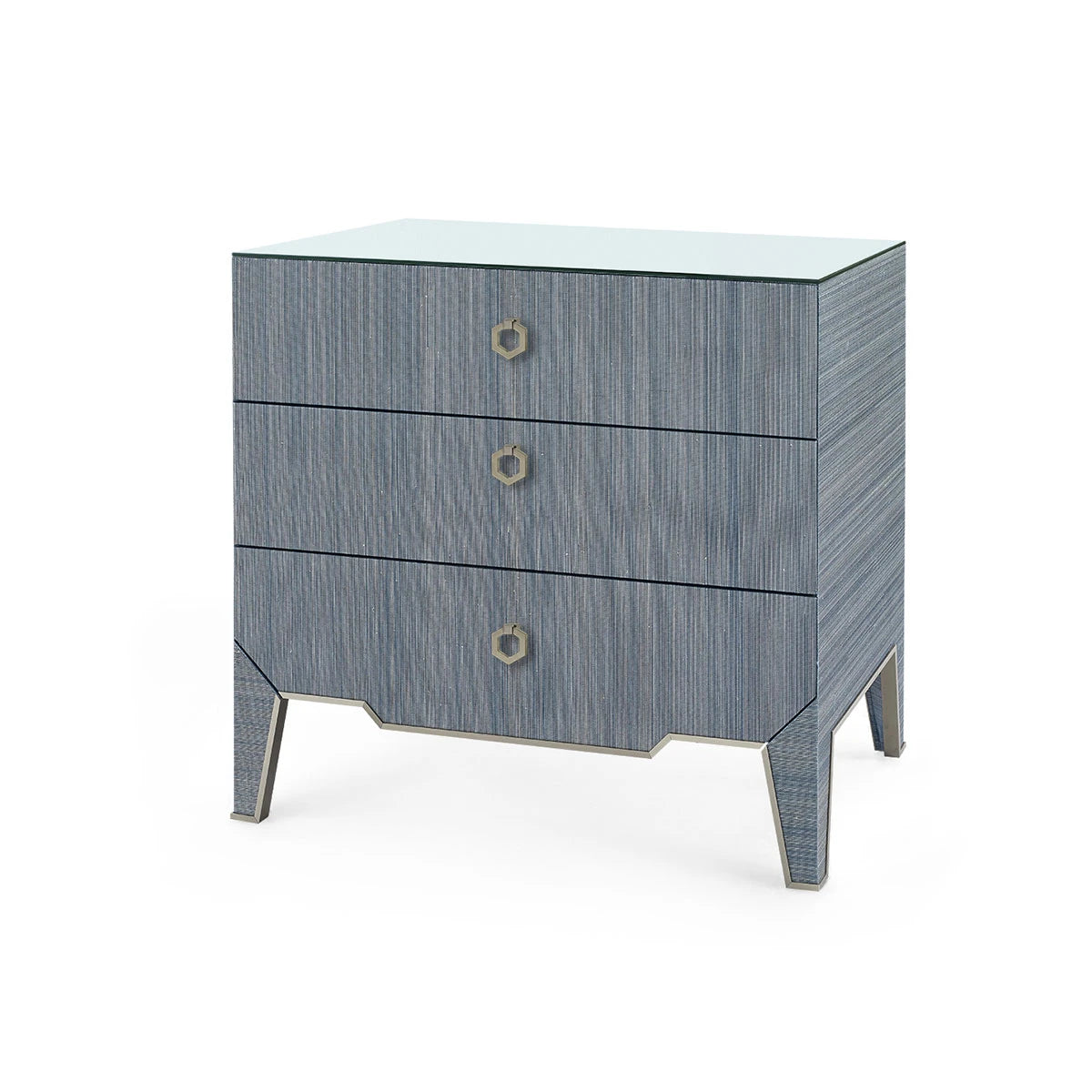 Madeline 3-Drawer Side Table with Glass Top