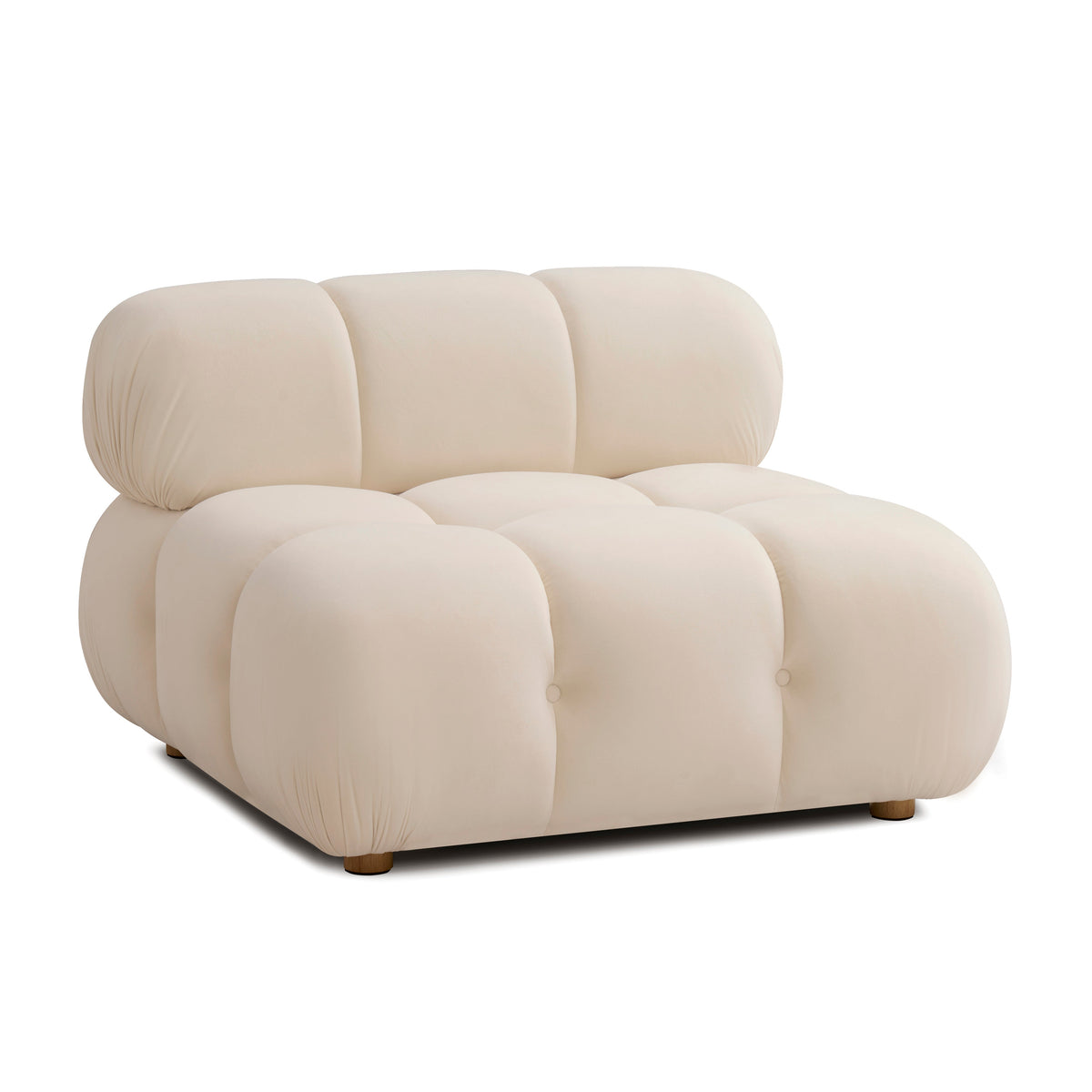 Calliope Performance Modular Armless Chair by TOV Furniture — off-white tufted chair, angled front view