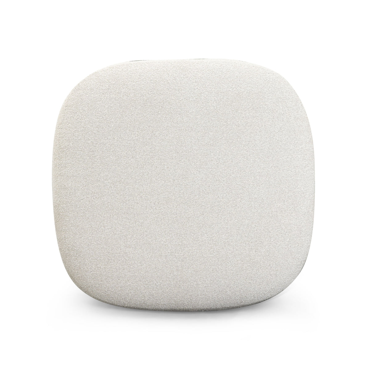 Domina Boucle Ottoman in Off-White, top view of the rounded-square upholstered cushion