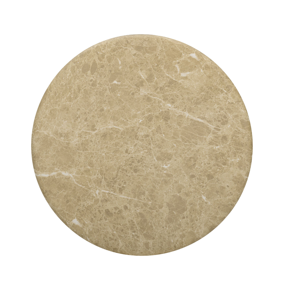 Cynthia Concrete Indoor/Outdoor Side Table by TOV Furniture — light Emperador marble tabletop, top view