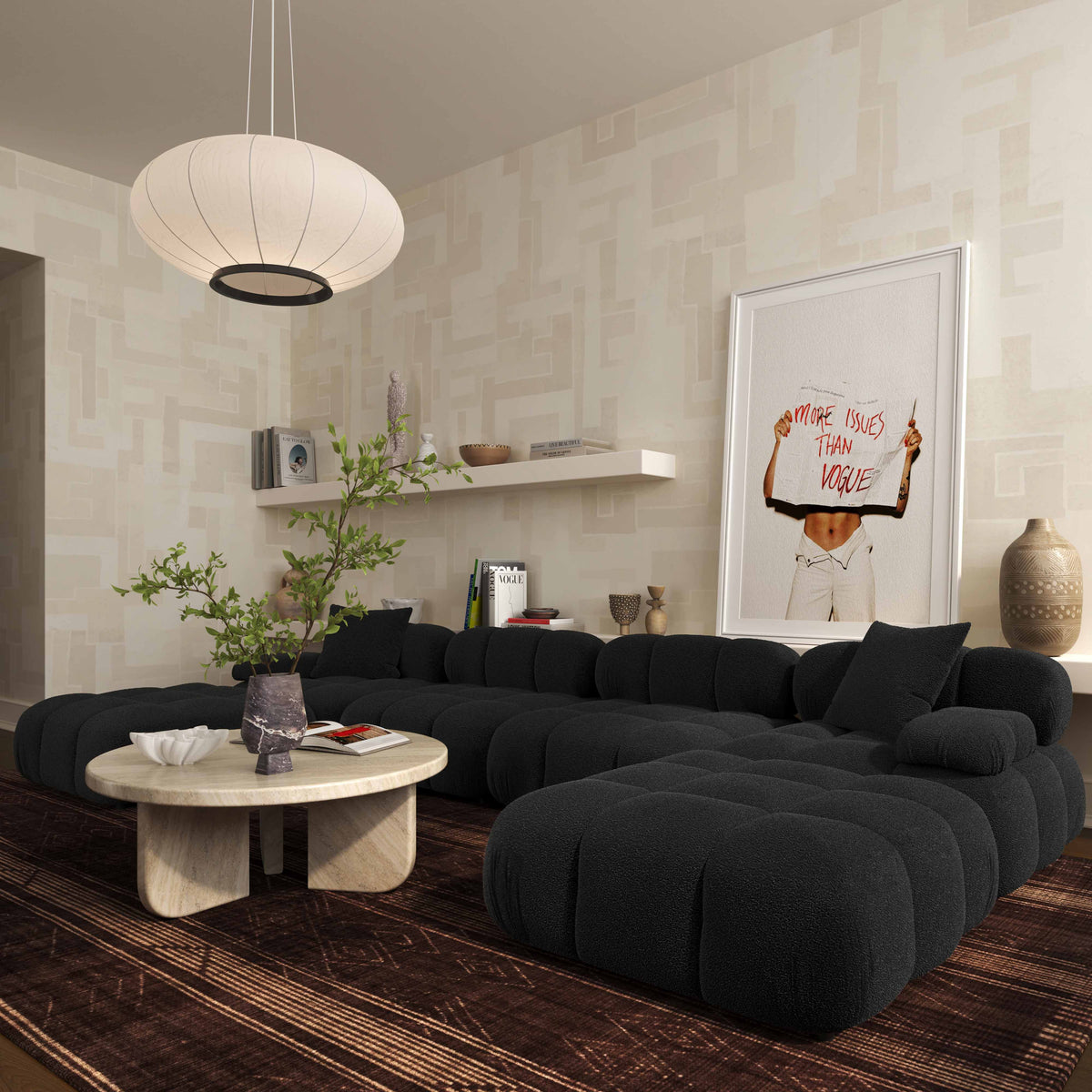 Calliope 6-piece Performance Vegan Shearling Modular U-Sectional