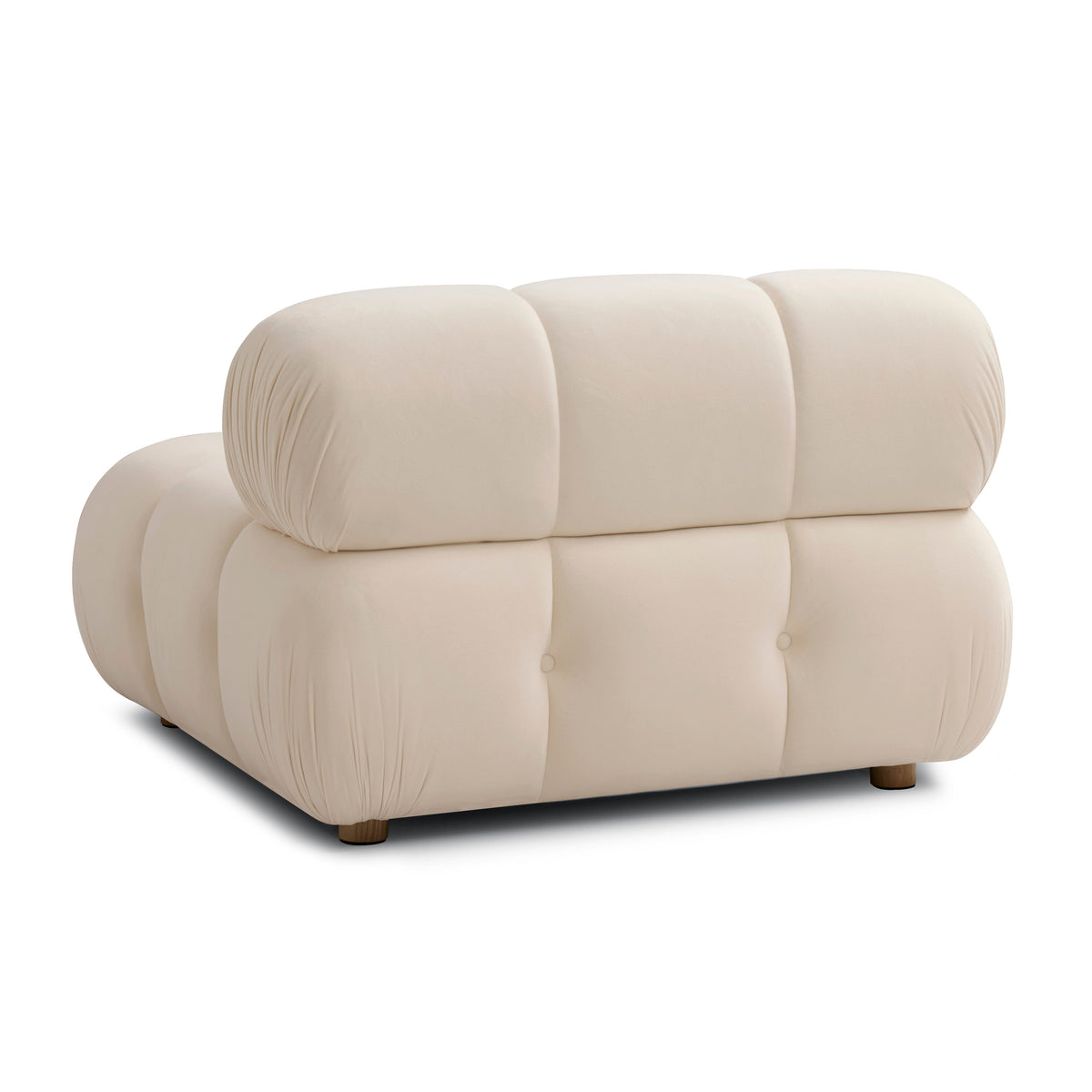 Calliope Performance Modular Armless Chair by TOV Furniture — off-white tufted chair, rear angled view