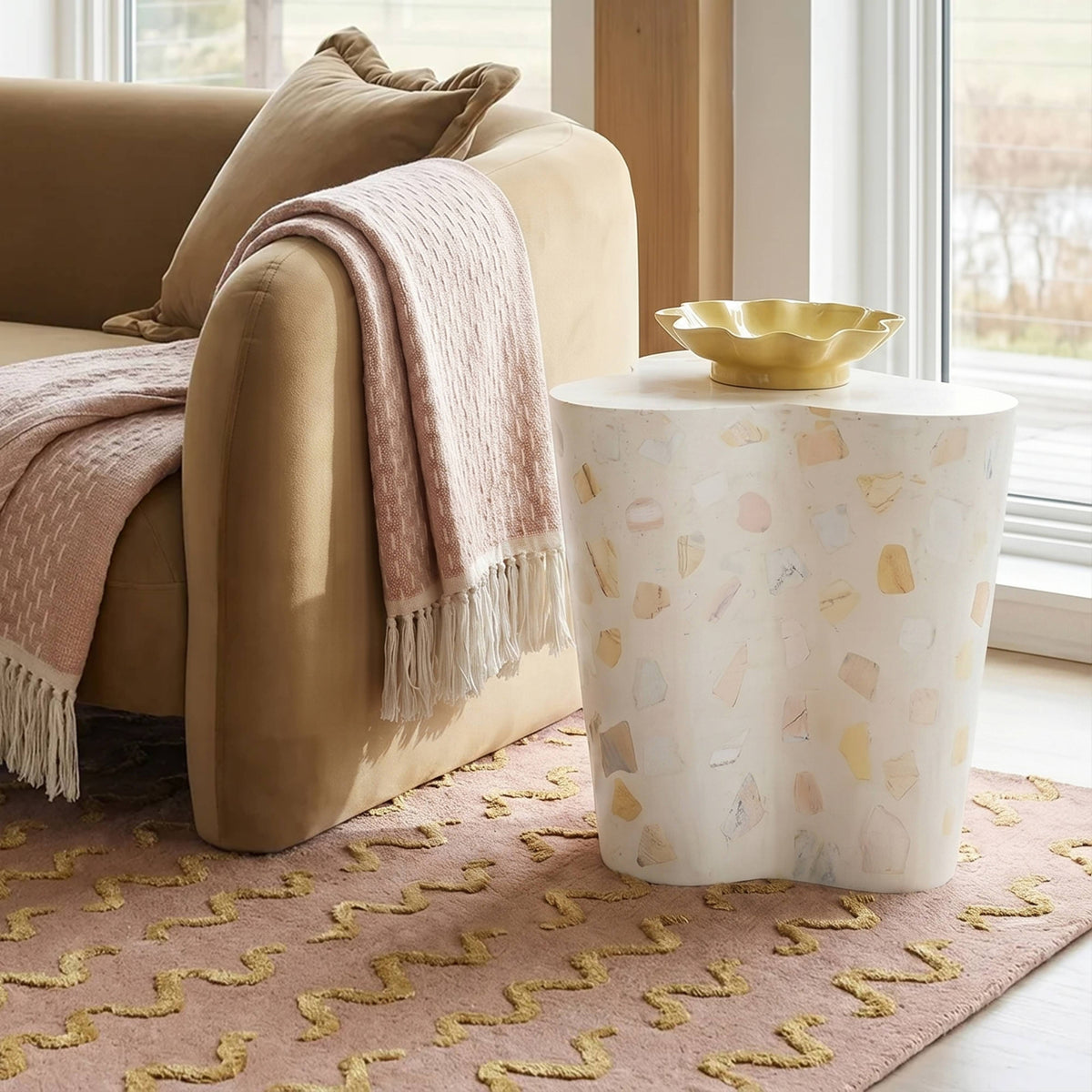 Slab Faux Terrazzo Side Table
