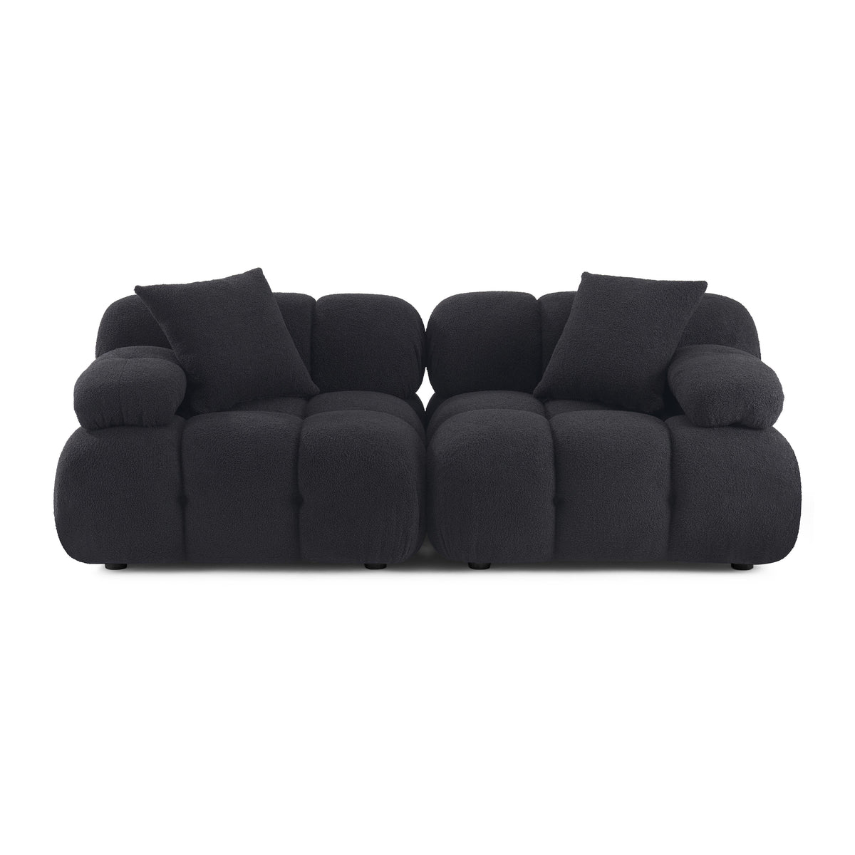 Calliope 79" Modular Loveseat by TOV Furniture — black tufted loveseat, front view