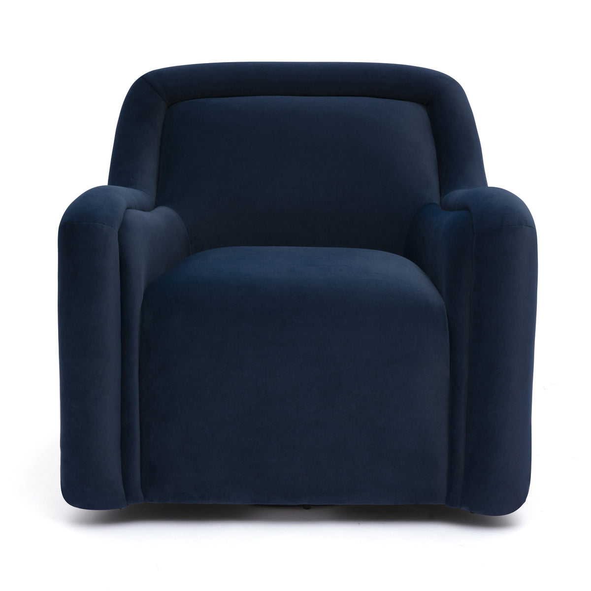 Charli Performance Swivel Chair by TOV Furniture — dark blue upholstered chair, front view