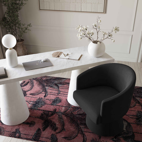 Kristen Upcycled Contract-Grade Chenille Rolling Desk Chair