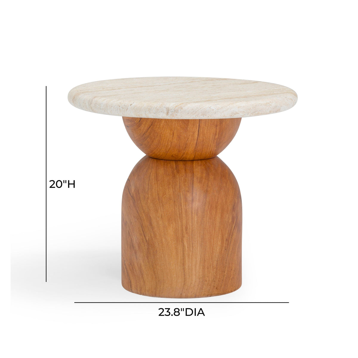 Cynthia Faux Travertine Concrete Indoor/Outdoor Side Table