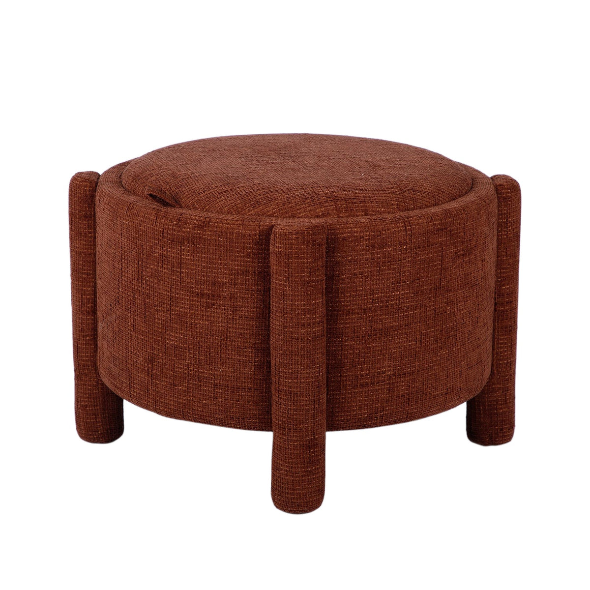 Bellamy Railroad Chenille Storage Stool With Reversible Tray Top