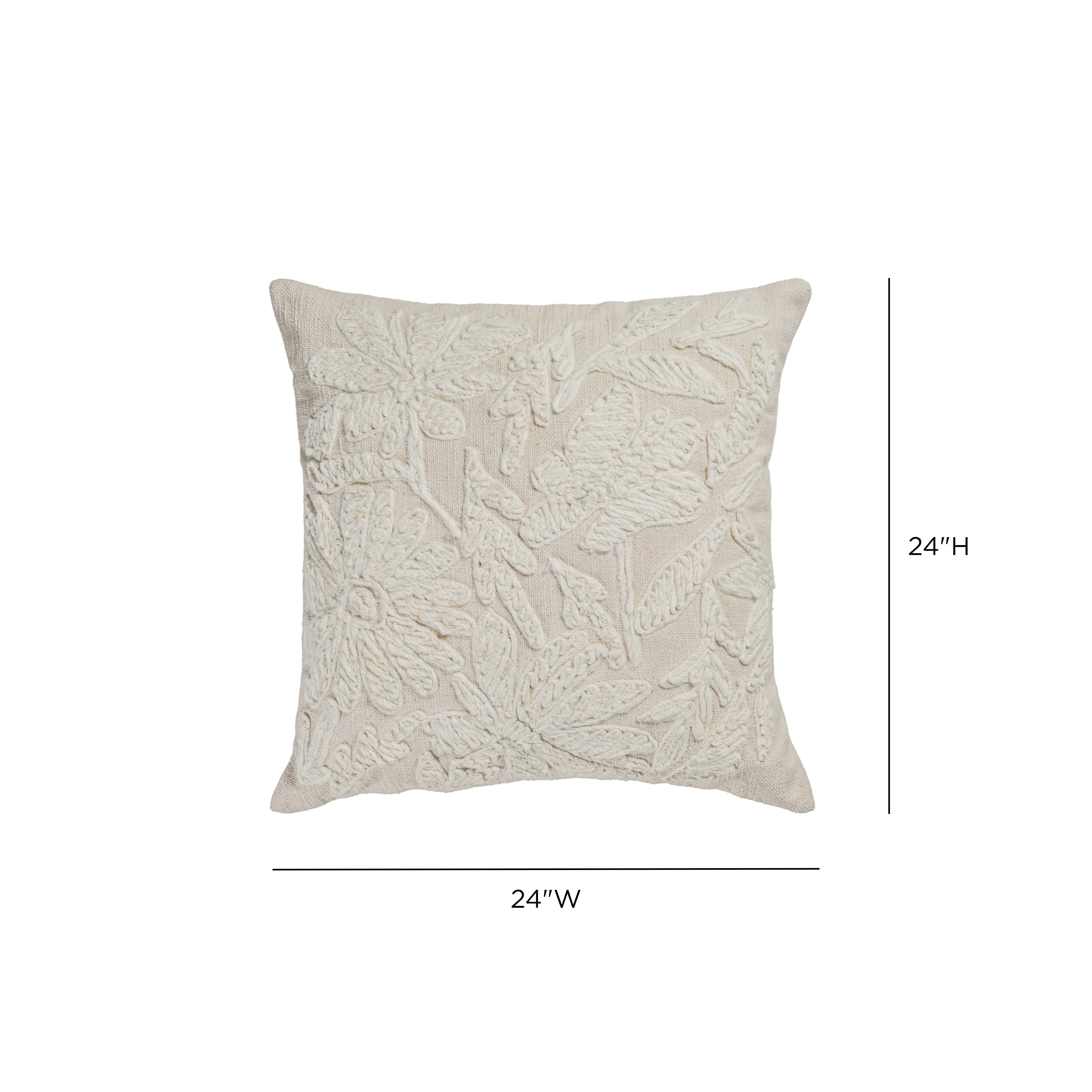 Tabitha 24" Euro Size Square Embroidered Throw Pillow