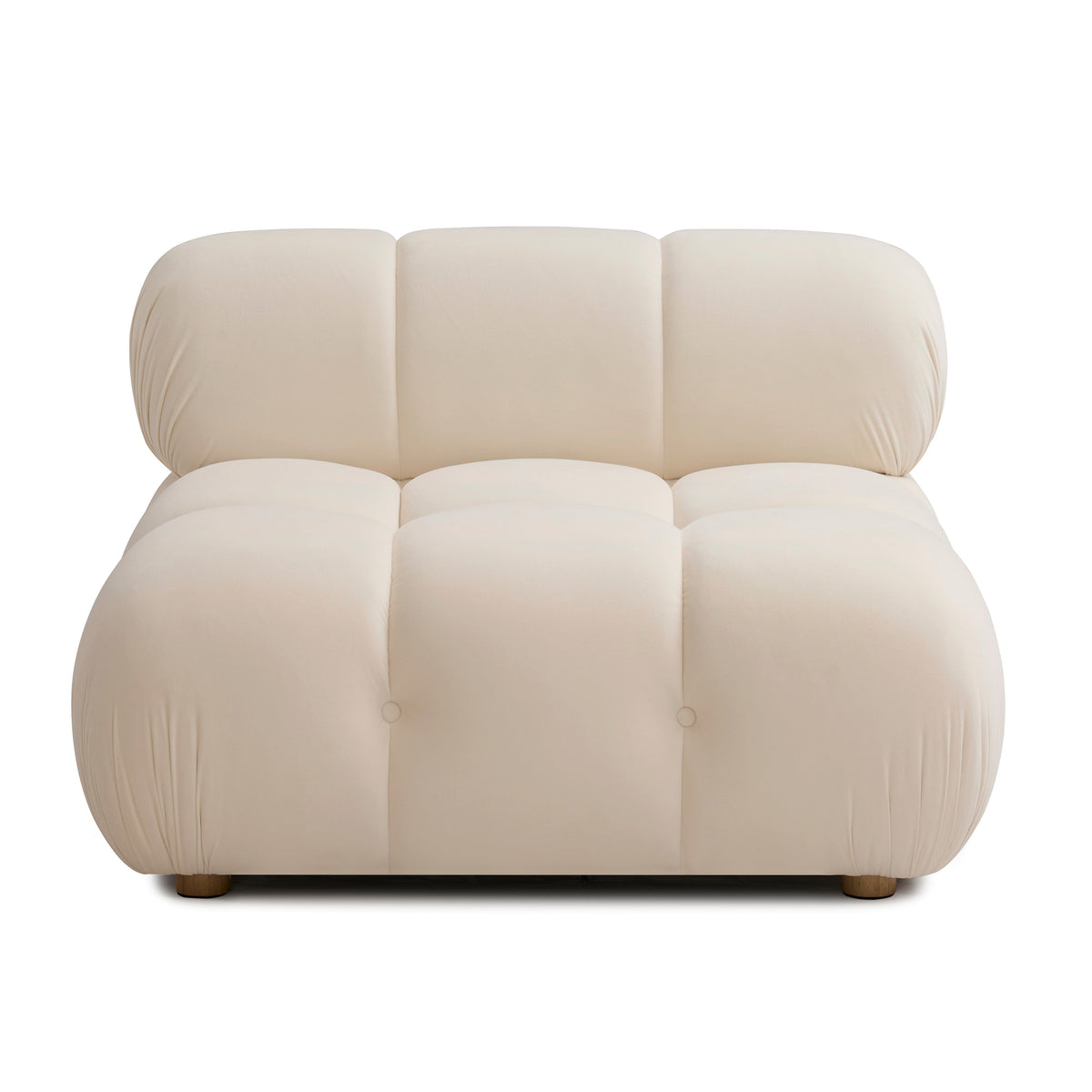 Calliope Performance Modular Armless Chair by TOV Furniture — off-white tufted chair, front view