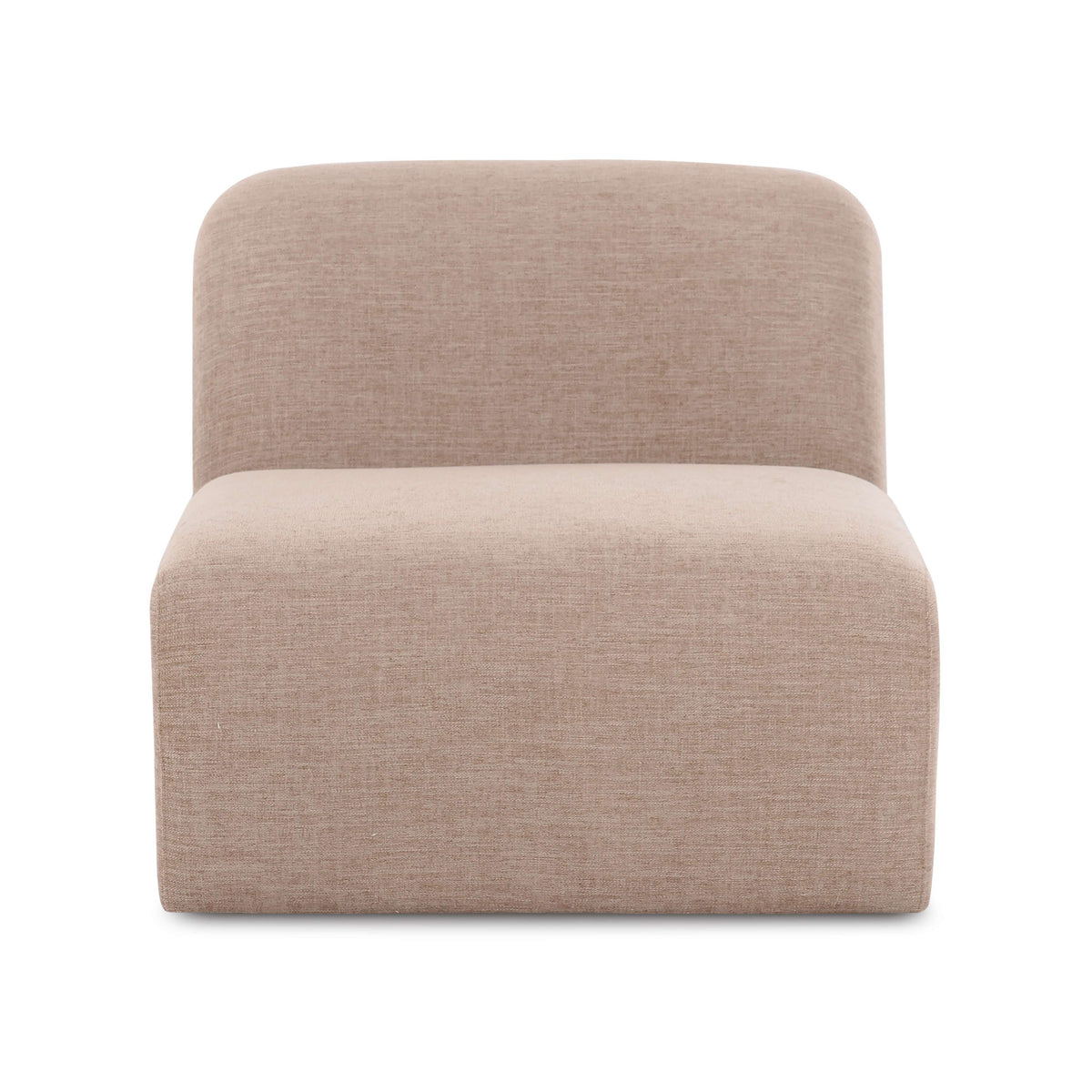 Gorge modular armless chair in tan performance fabric, straight-on front view