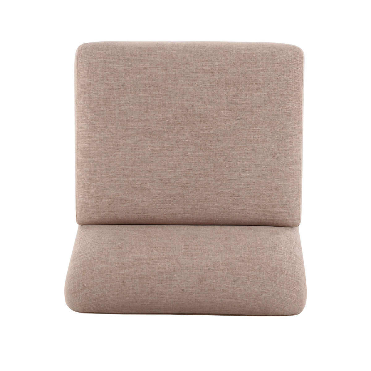 Gorge modular armless chair in tan performance fabric, top view showing the seat and backrest